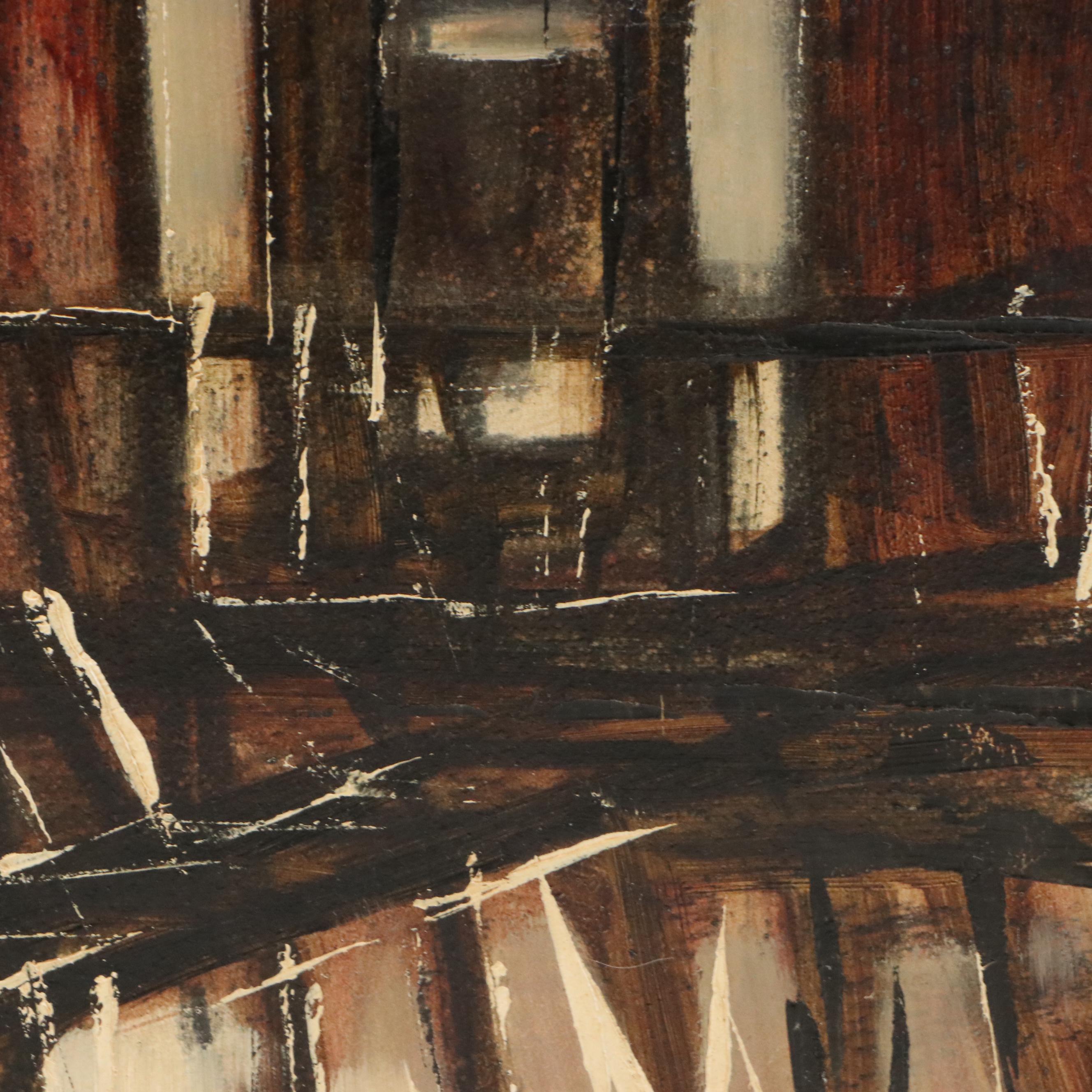 James Groody Oil Painting of Abstract Cityscape