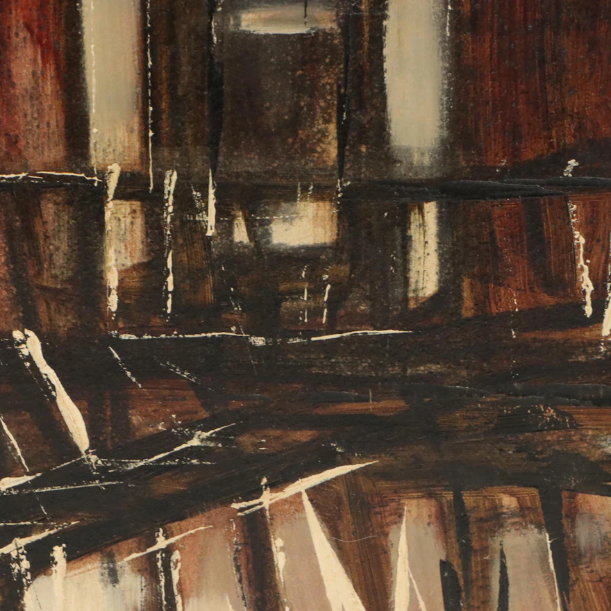 James Groody Oil Painting of Abstract Cityscape | EBTH