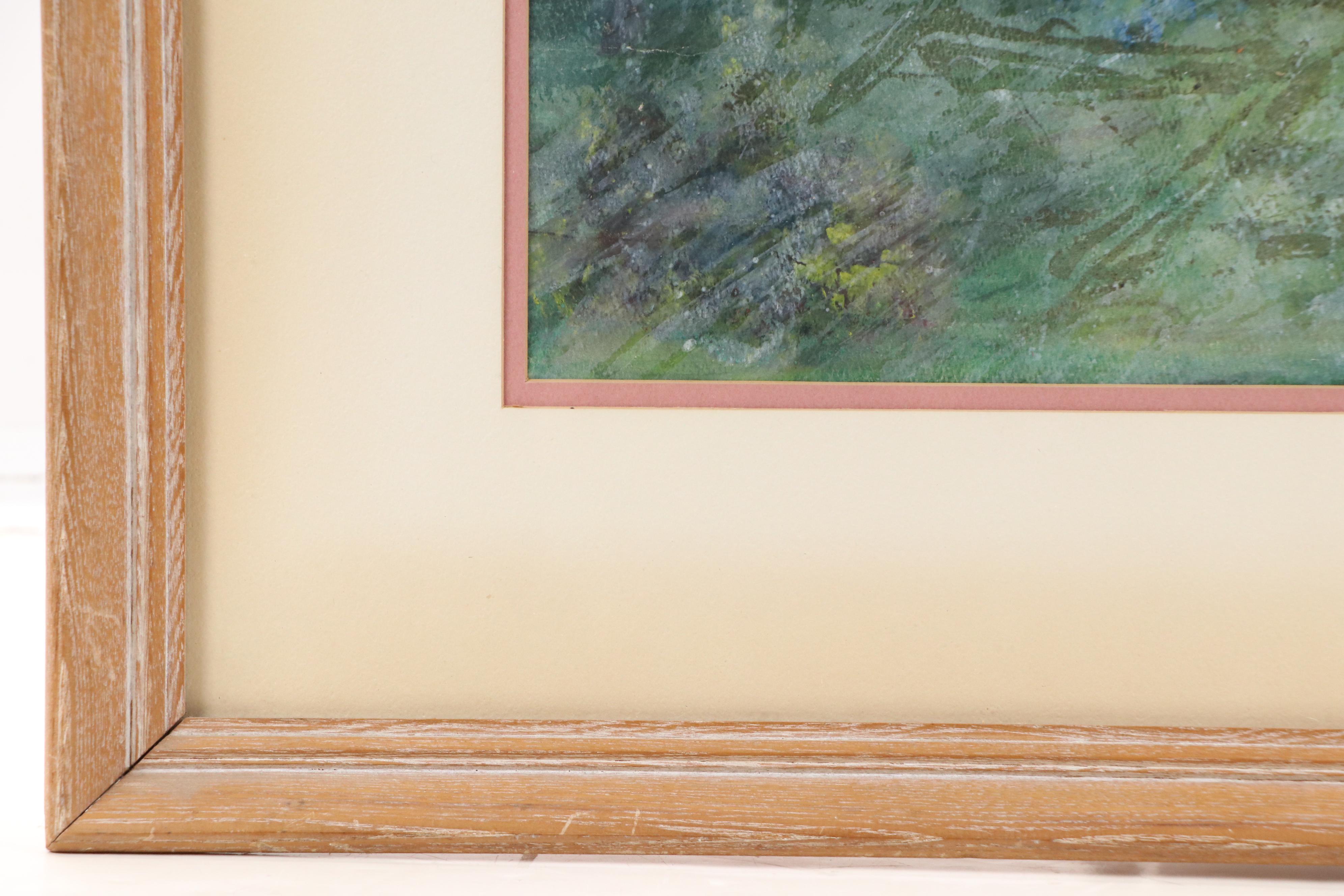 American School Landscape Watercolor Painting of House with Tree, 20th Century