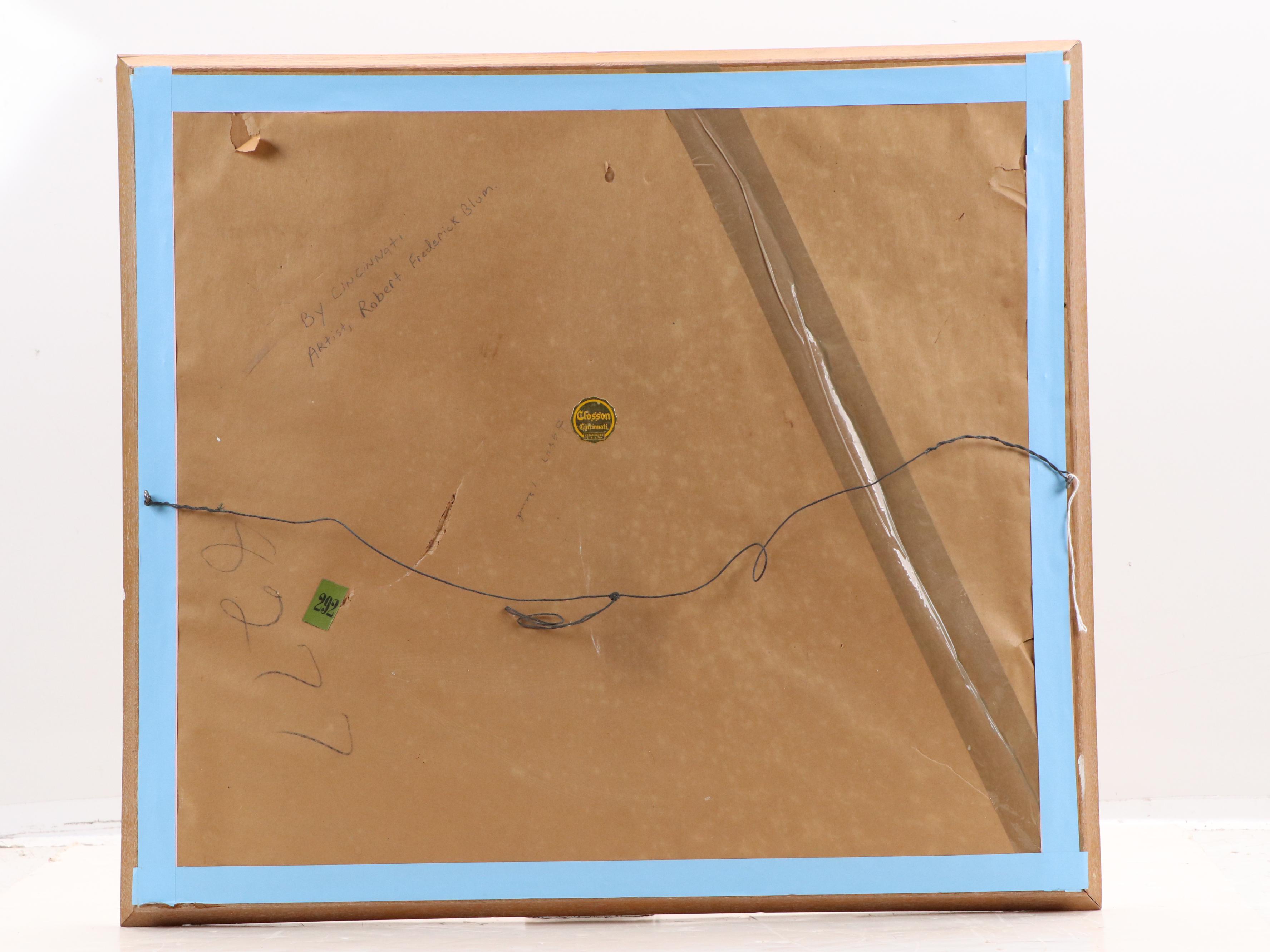 American School Landscape Watercolor Painting of House with Tree, 20th Century