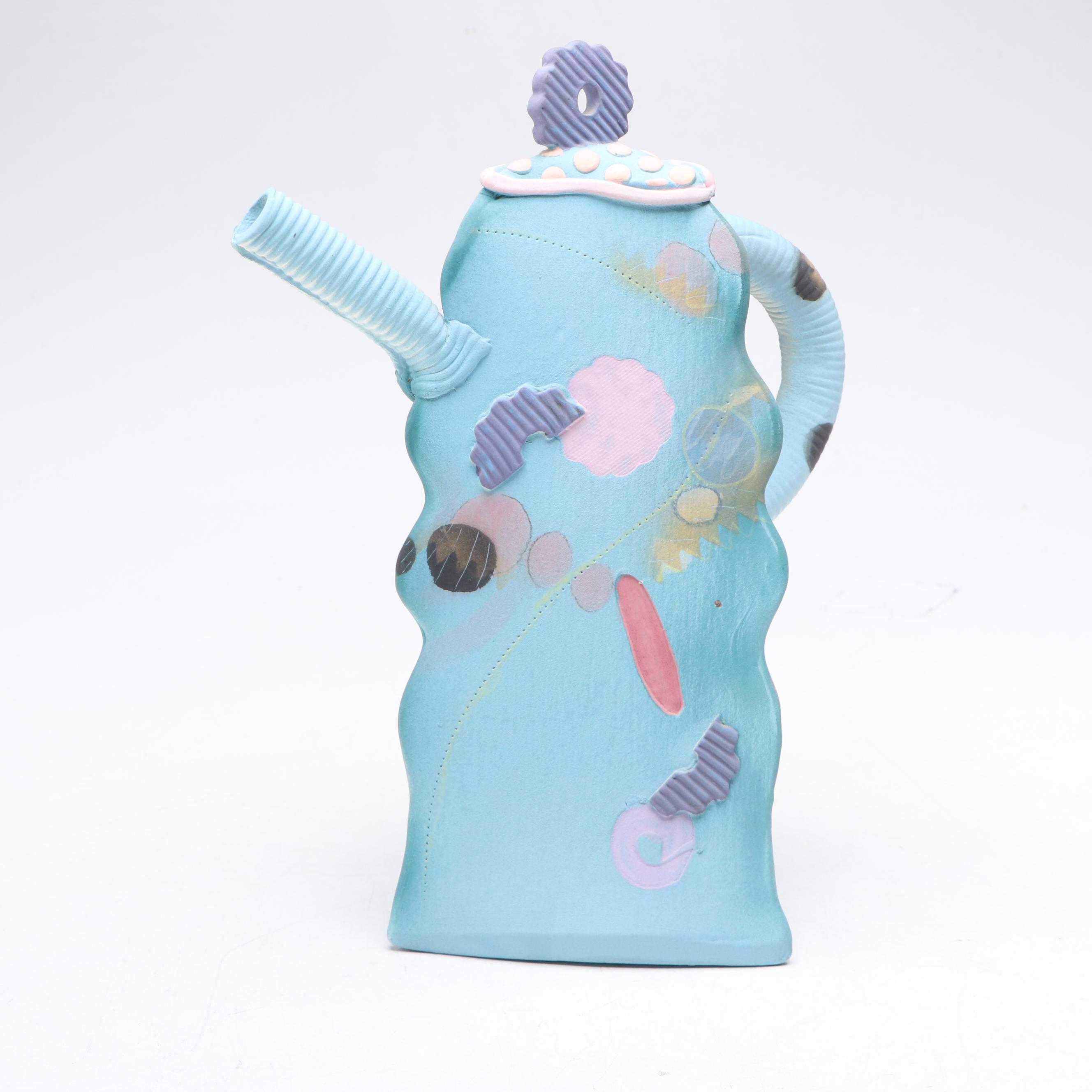 Madeline Kaczmarczyk Postmodern Memphis Style Studio Pottery Coffee Pot, 1990s