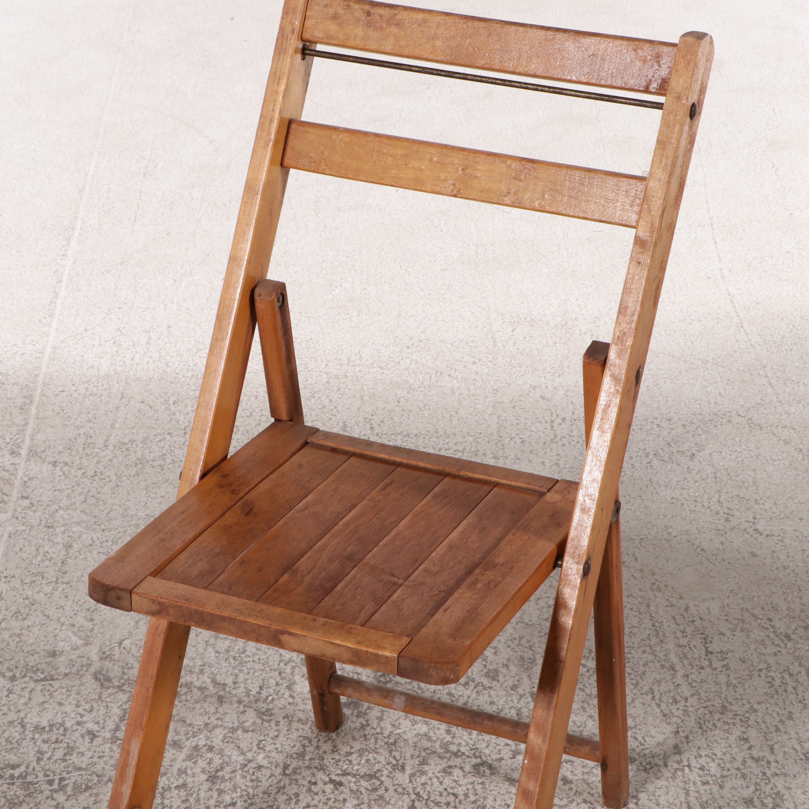 Six Wood Folding Chairs, Early to Mid-20th Century