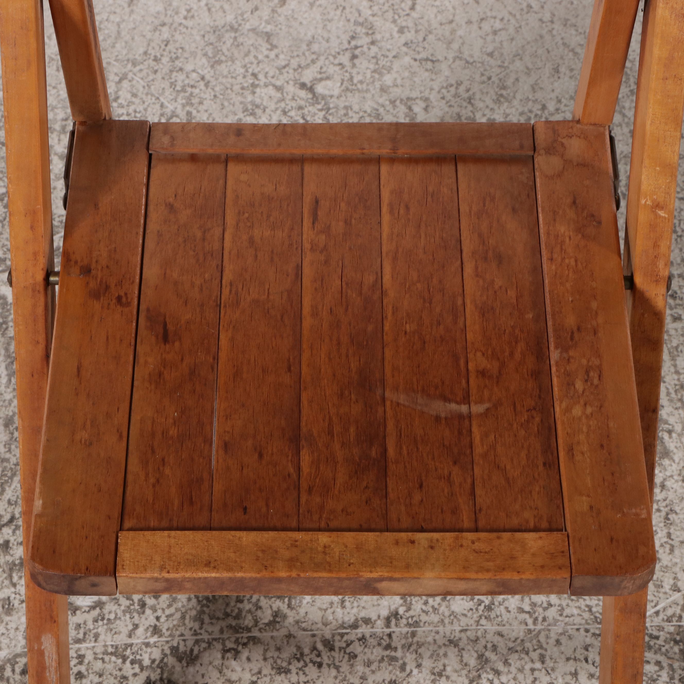 Six Wood Folding Chairs, Early to Mid-20th Century