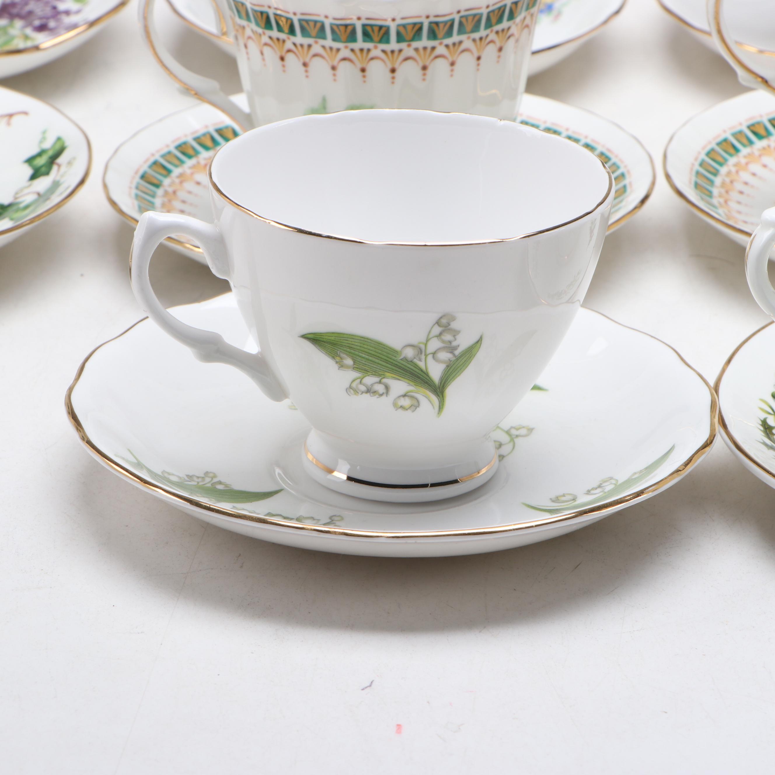 Johnson Bros. "The Friendly Village" and Other Assorted Tea Cups and Saucers