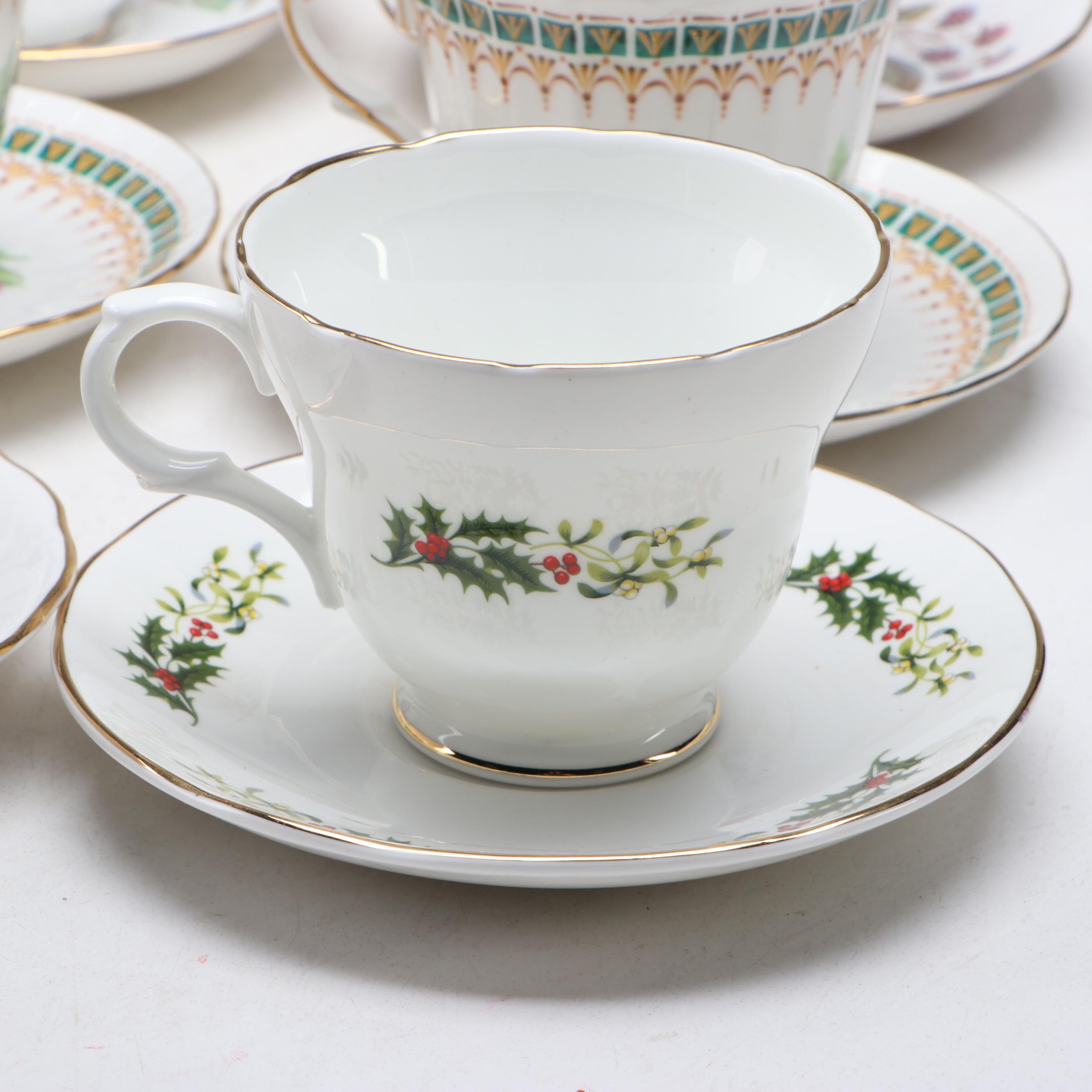 Johnson Bros. "The Friendly Village" and Other Assorted Tea Cups and Saucers