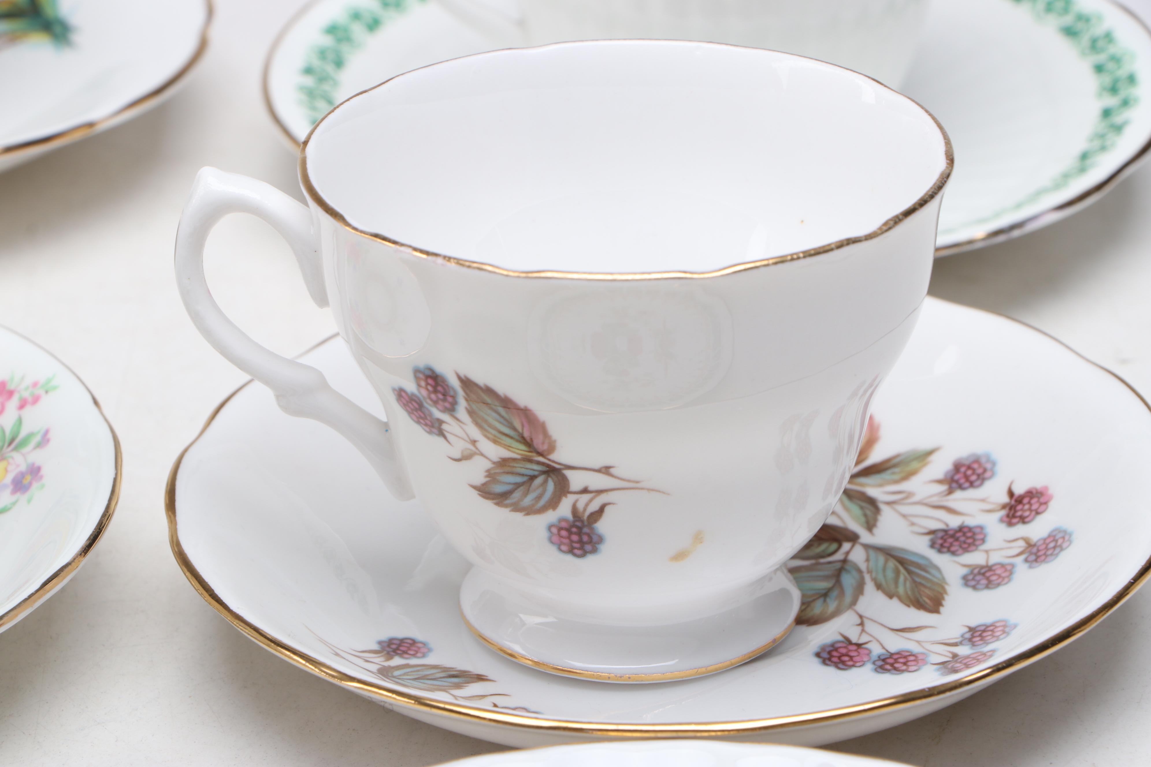 Johnson Bros. "The Friendly Village" and Other Assorted Tea Cups and Saucers