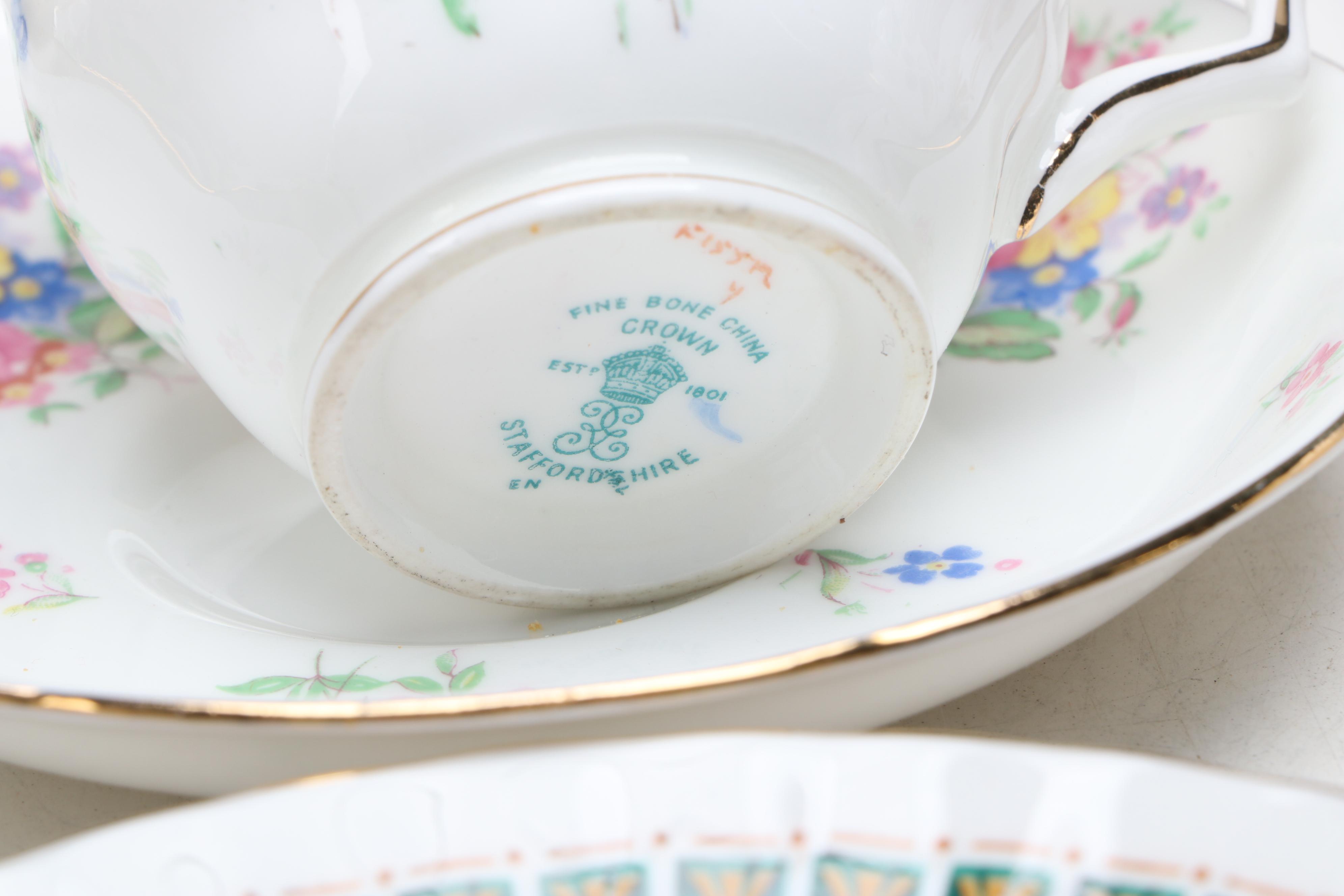 Johnson Bros. "The Friendly Village" and Other Assorted Tea Cups and Saucers