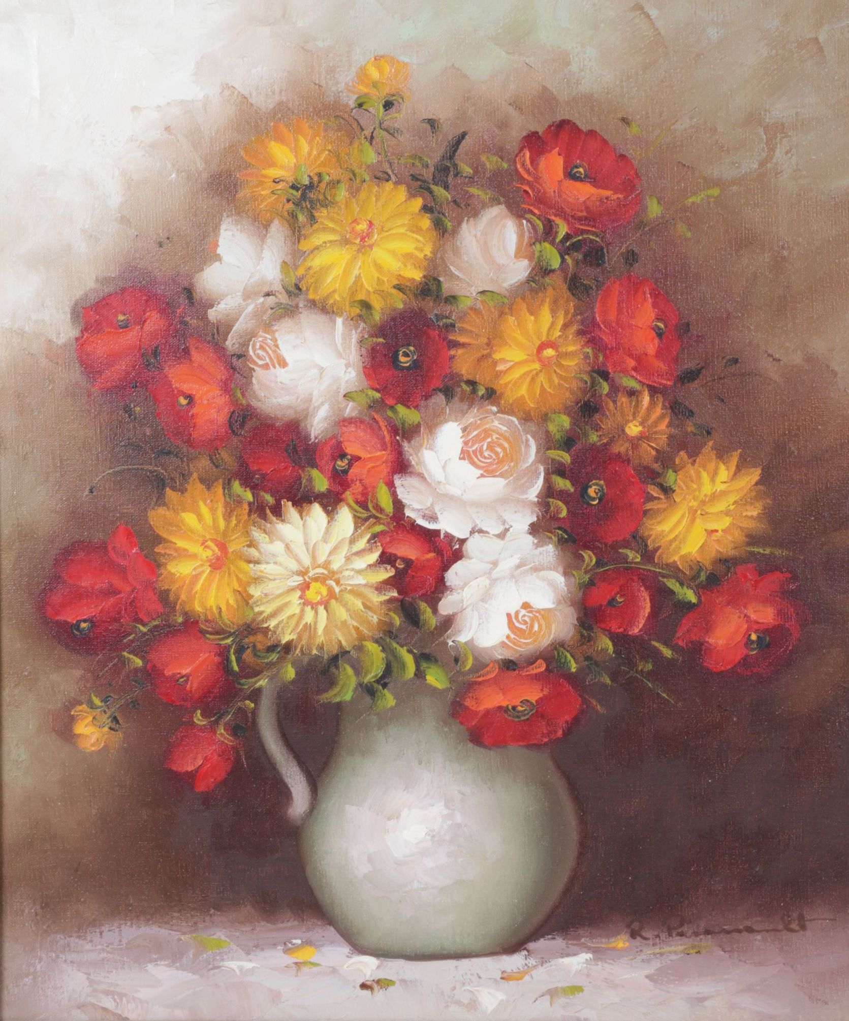 Roy Pasanault Impressionist Still Life Oil Painting of Bouquet of Flowers