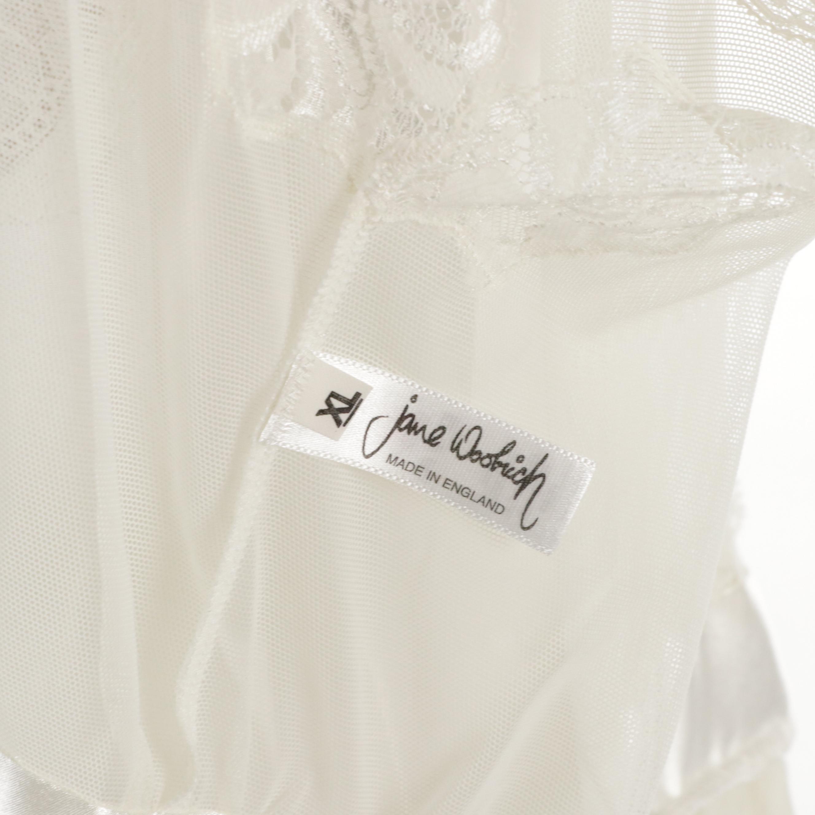 Jane Woolrich White Lace Trimmed Chemise and Matching Robe, With Tag