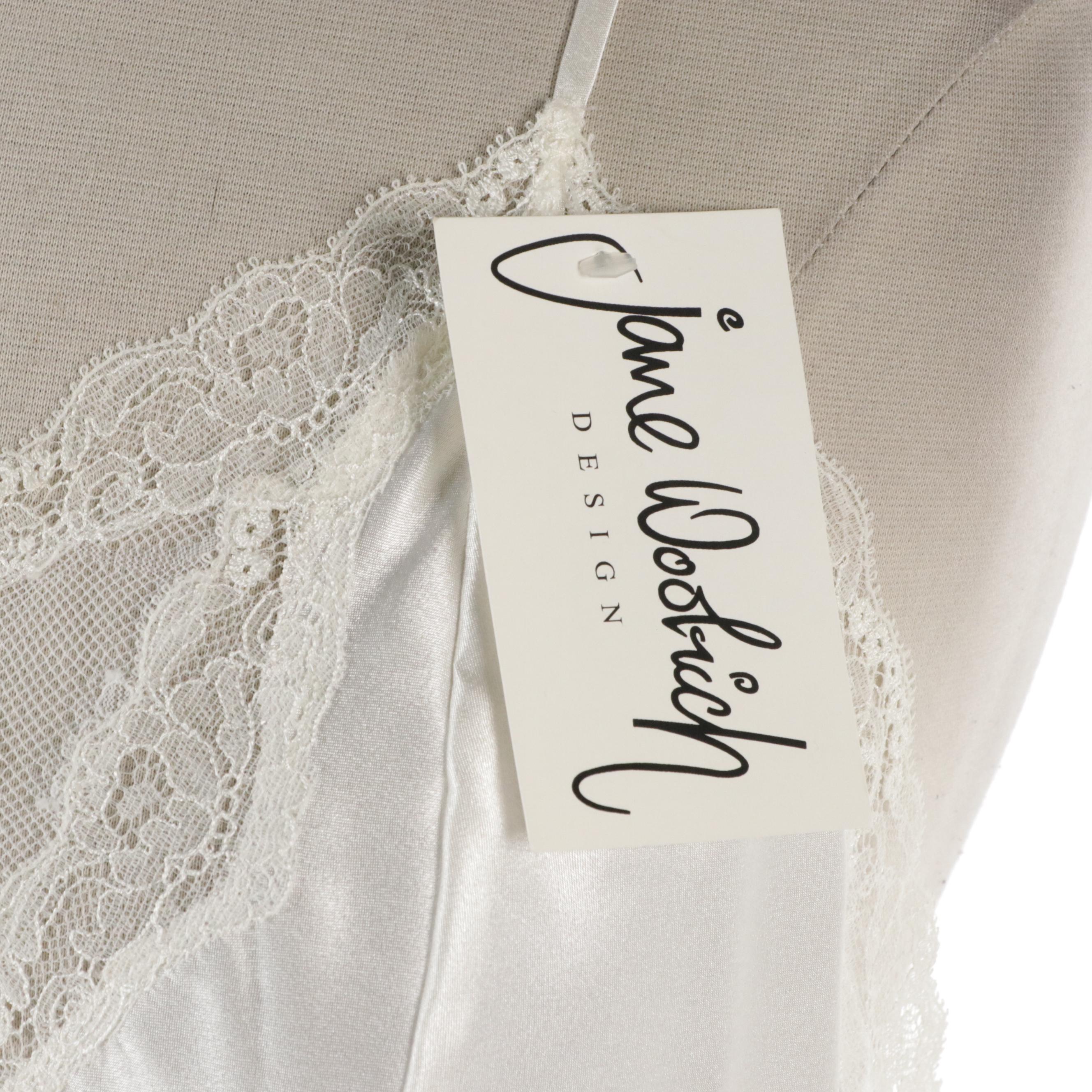 Jane Woolrich White Lace Trimmed Chemise and Matching Robe, With Tag