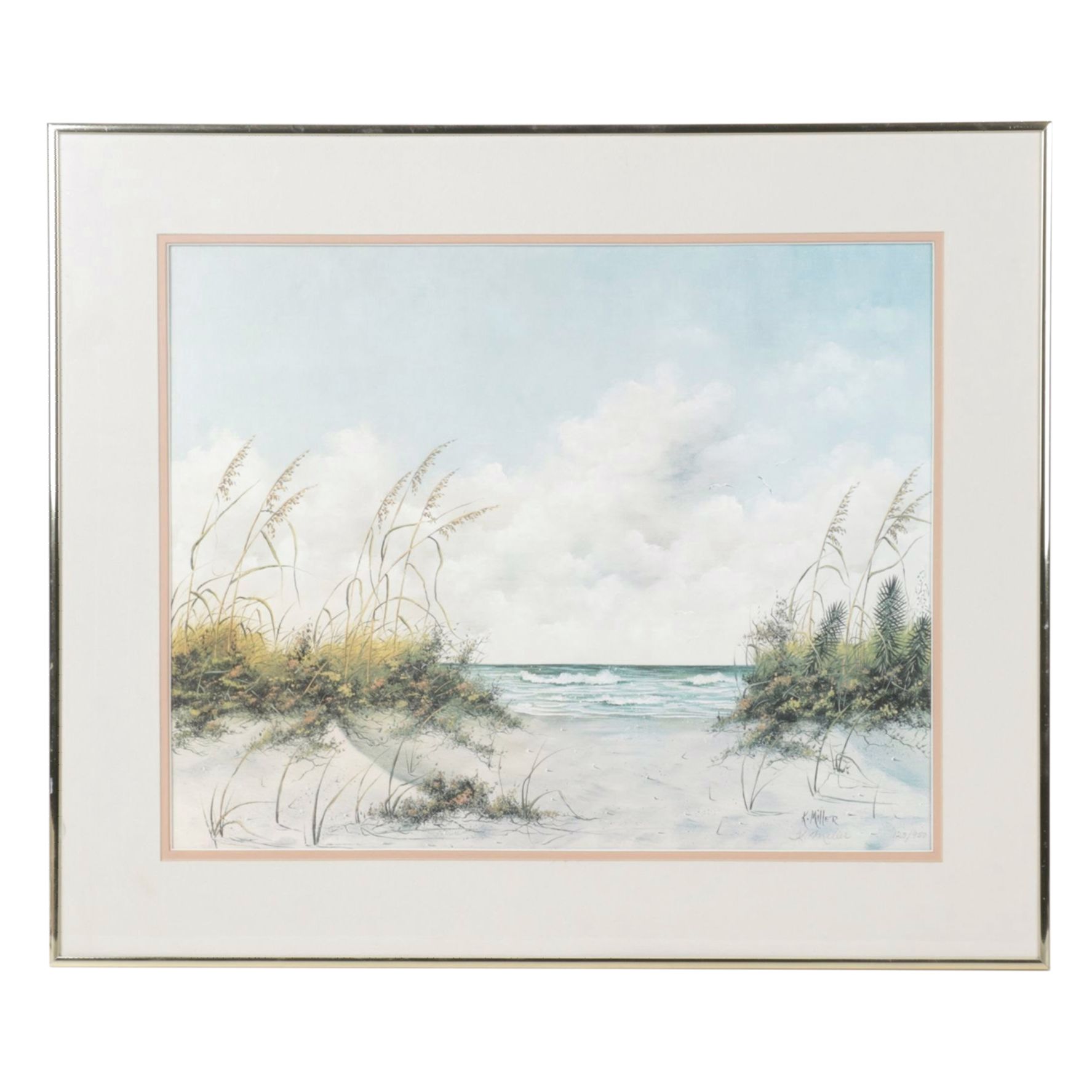 Kathy Miller Offset Lithograph Beach Landscape Scene, Early 21st Century