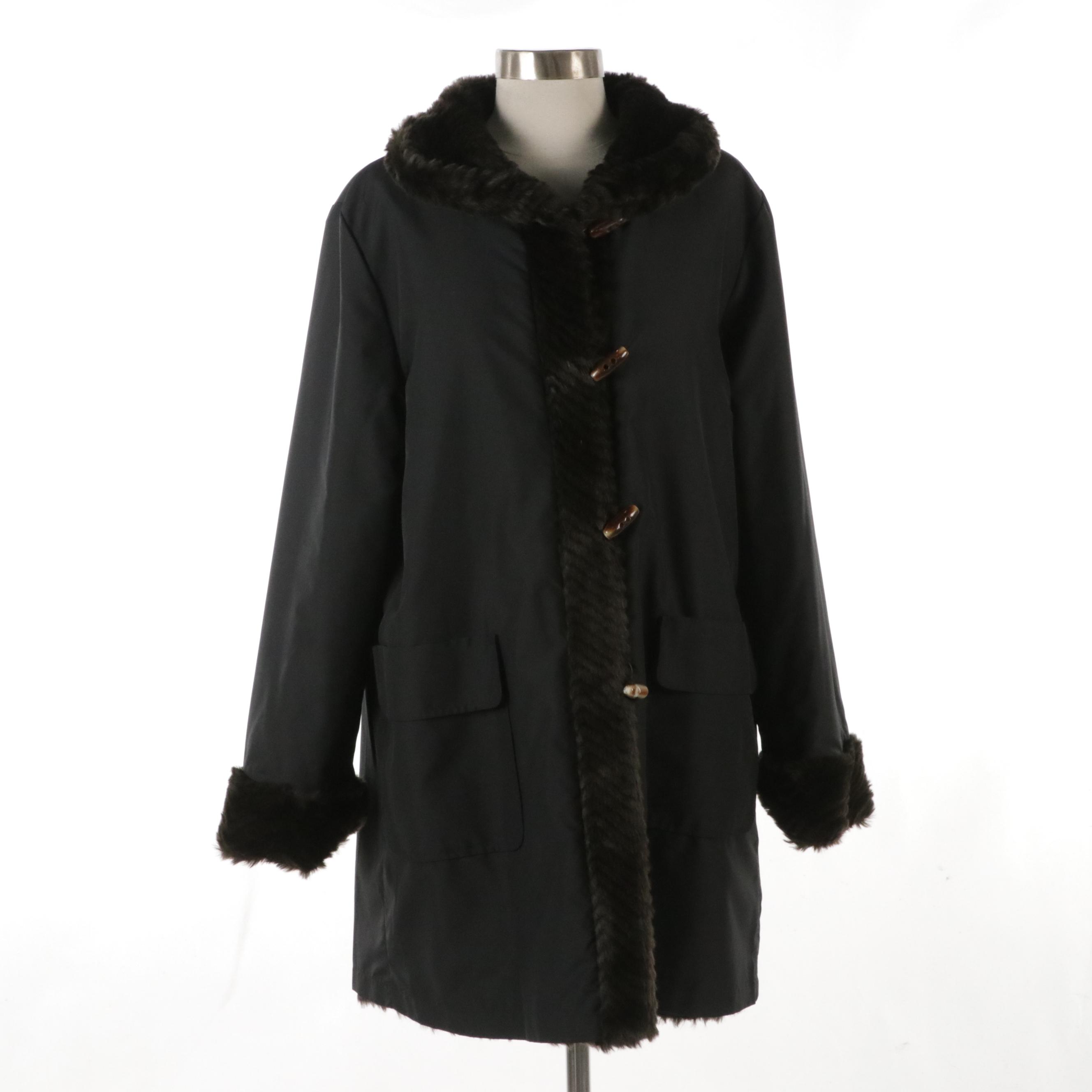 Donna Salyers Reversible Faux Fur Button-Front Coat