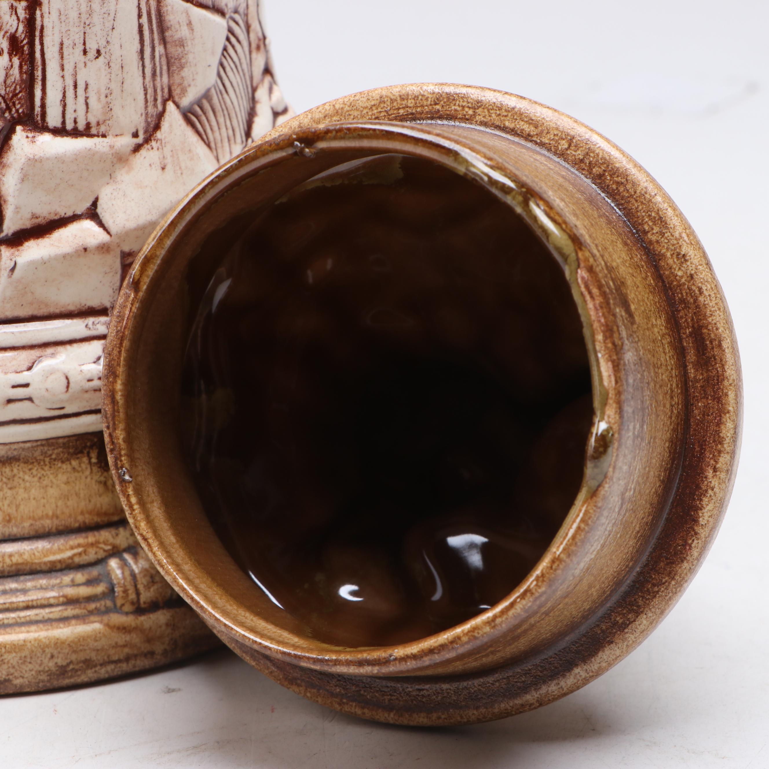 German Traditional Earthenware Stein with Hunter and Stag Theme