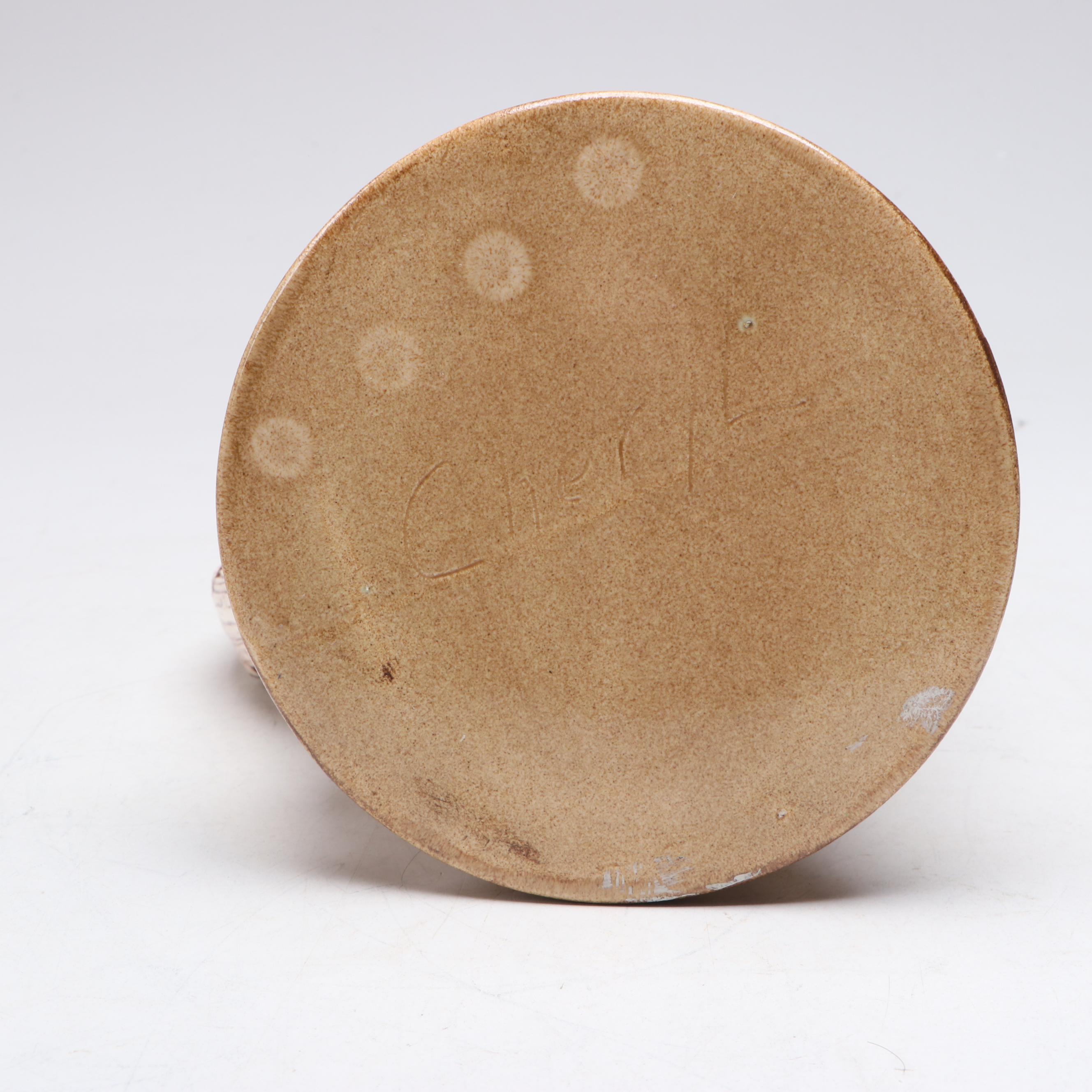 German Traditional Earthenware Stein with Hunter and Stag Theme