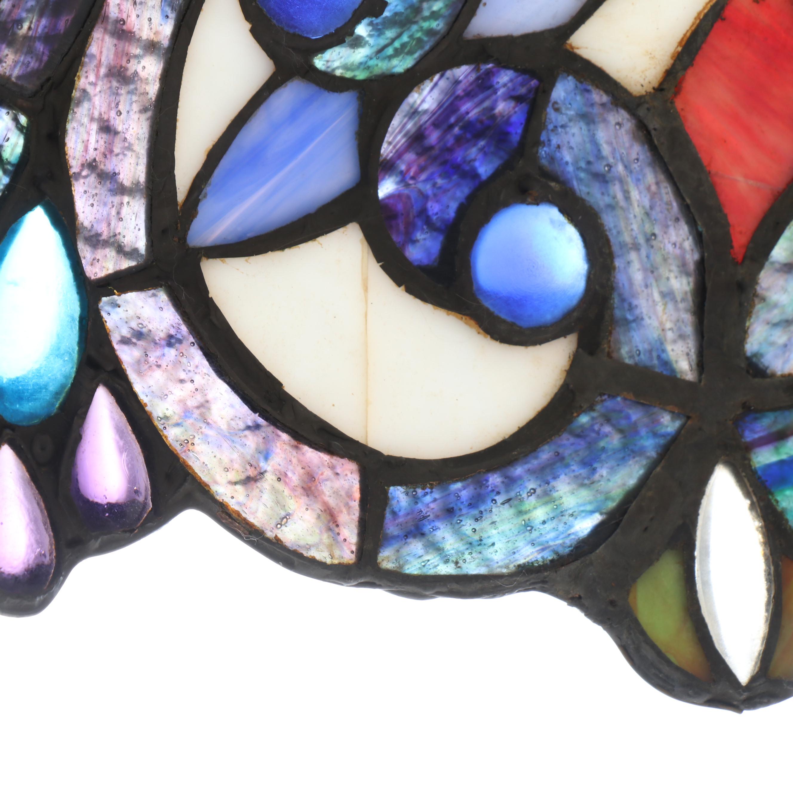 Victorian Style Slag Glass and Jeweled Table Lamp with Matching Shade, 21st C