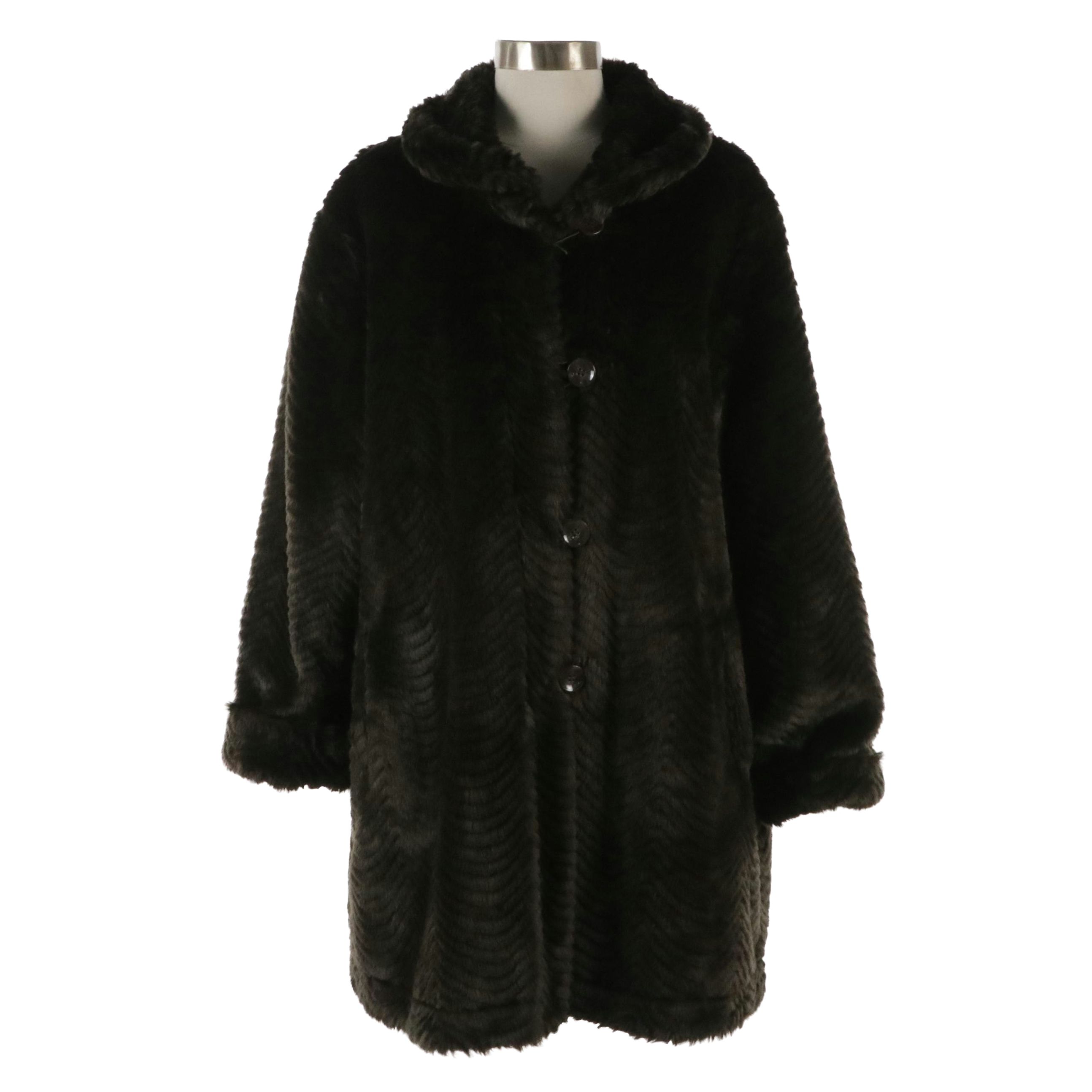 Donna Salyers Reversible Faux Fur Button-Front Coat