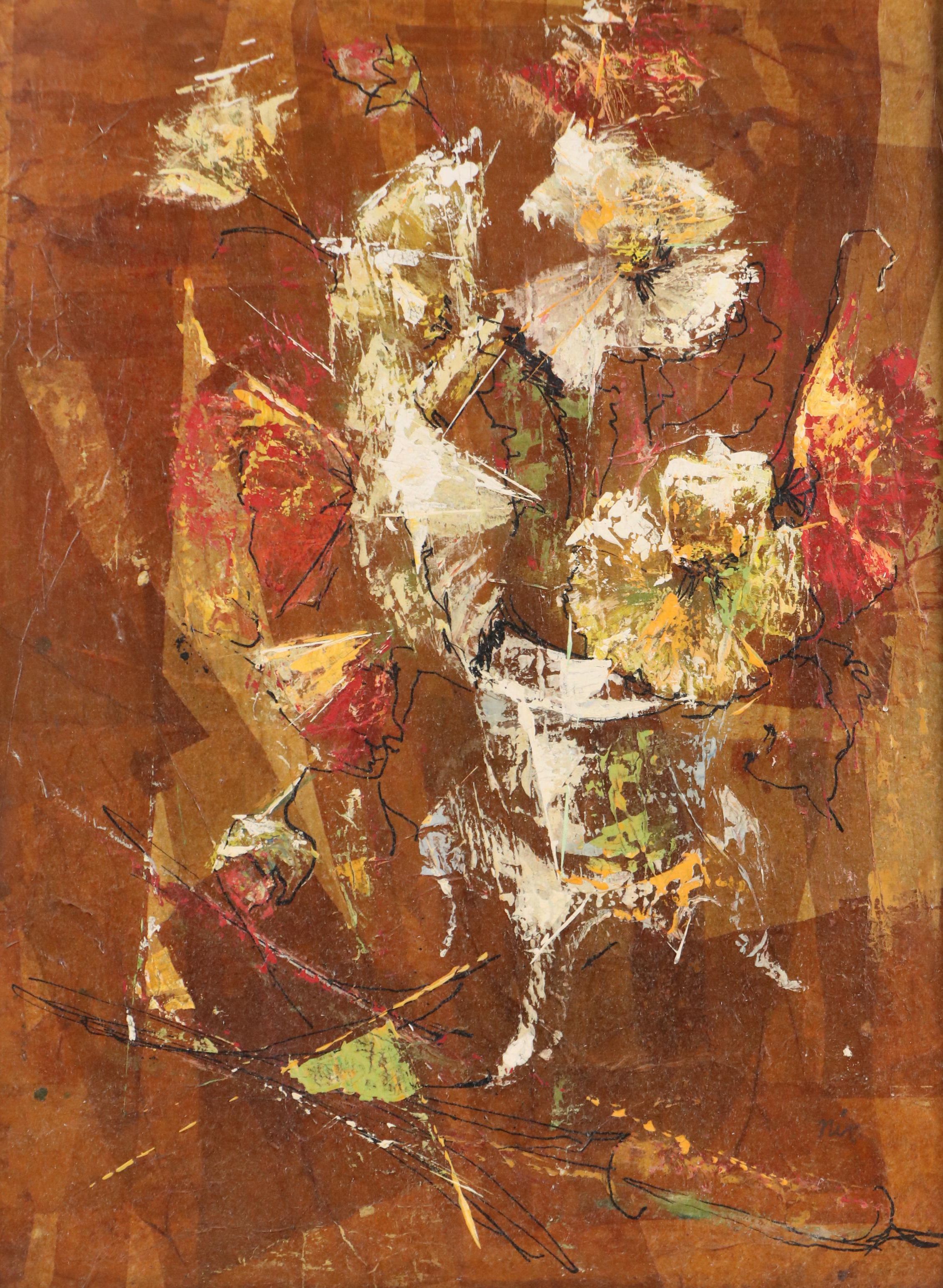 Abstract Expressionistic Floral Still Life, Late 20th Century