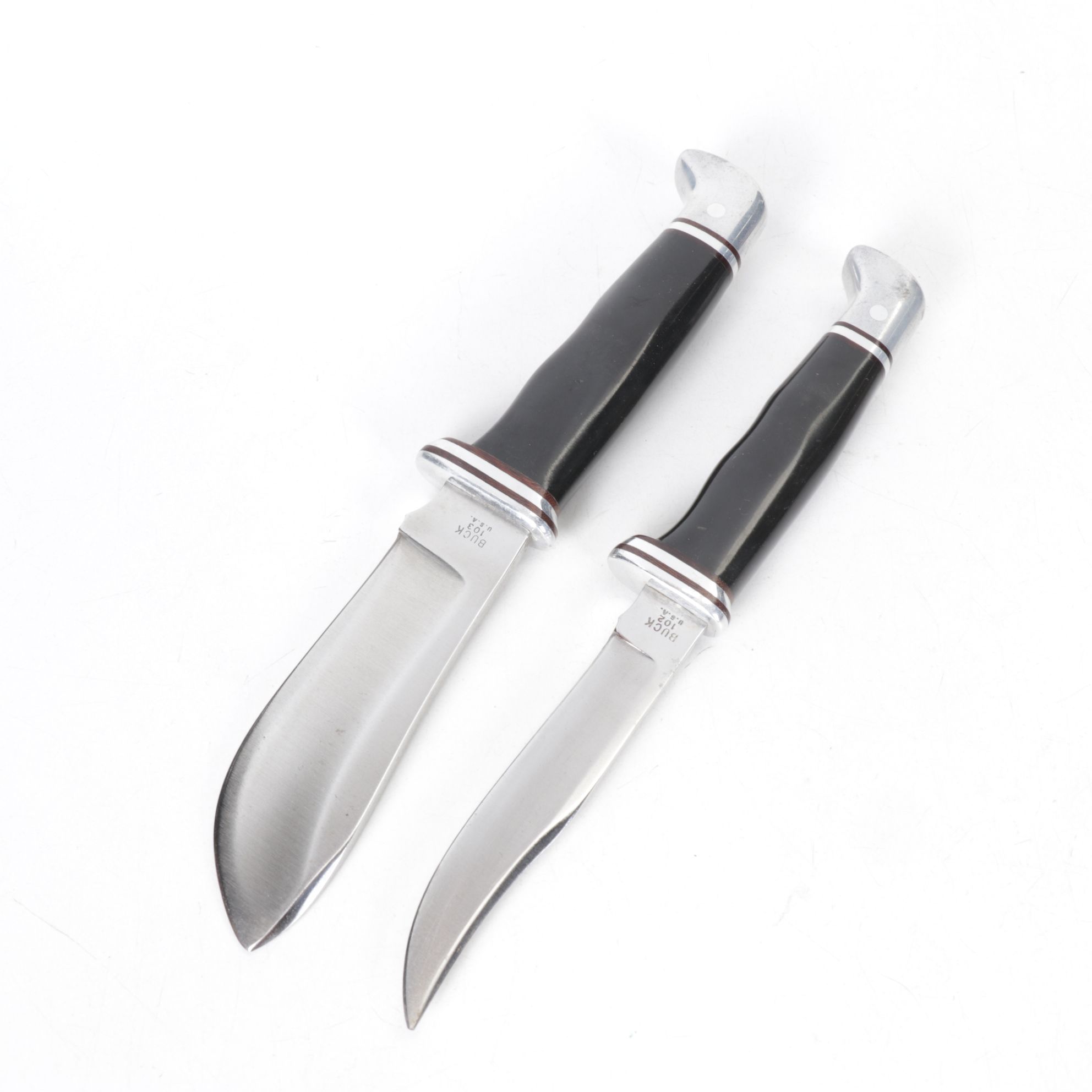 Three Buck Fixed Blade Knives, Late 20th Century