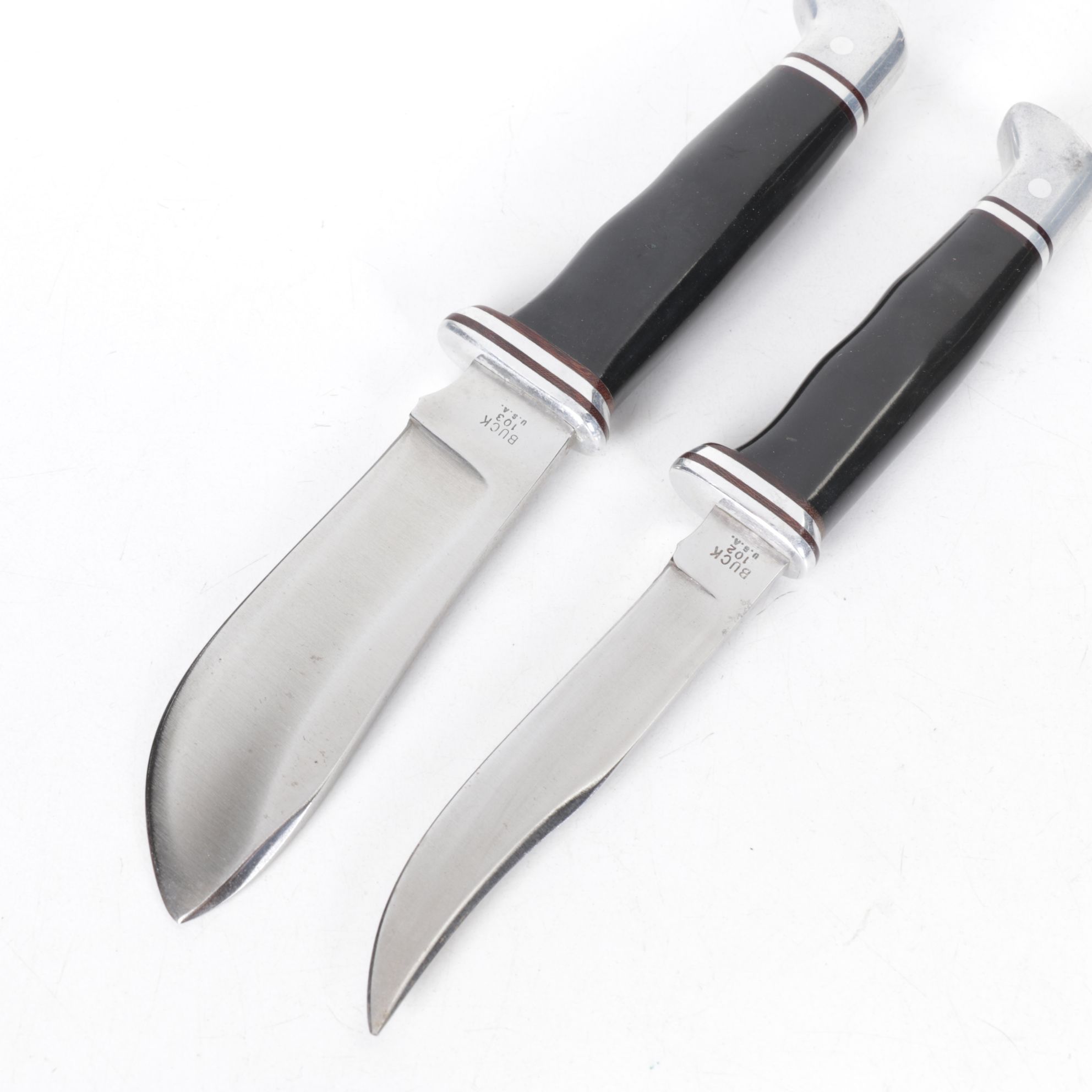 Three Buck Fixed Blade Knives, Late 20th Century