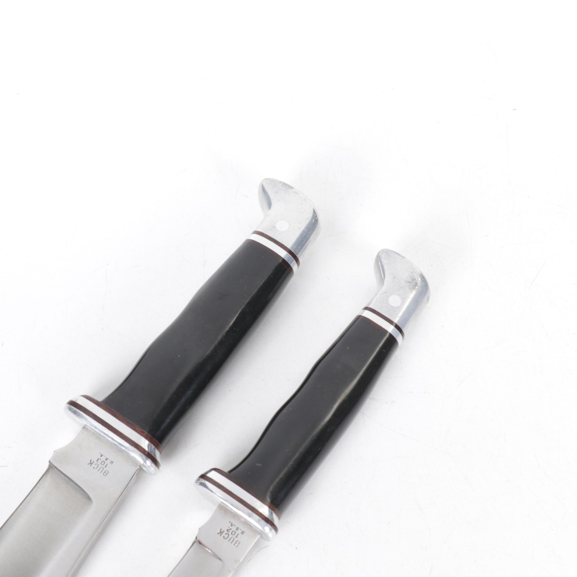 Three Buck Fixed Blade Knives, Late 20th Century