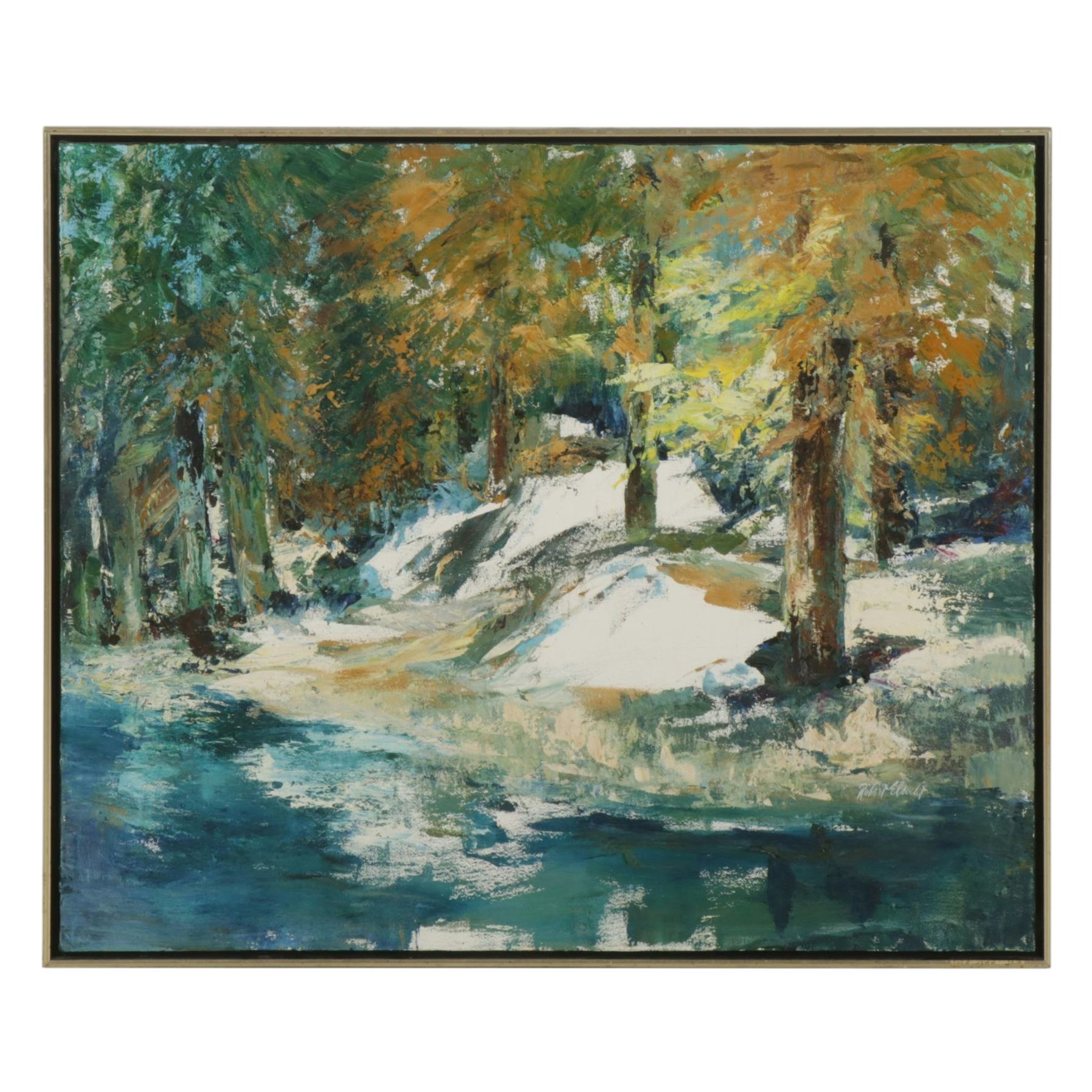 Robert Elsocht Impressionist Landscape Oil Painting "Granite Slopes"