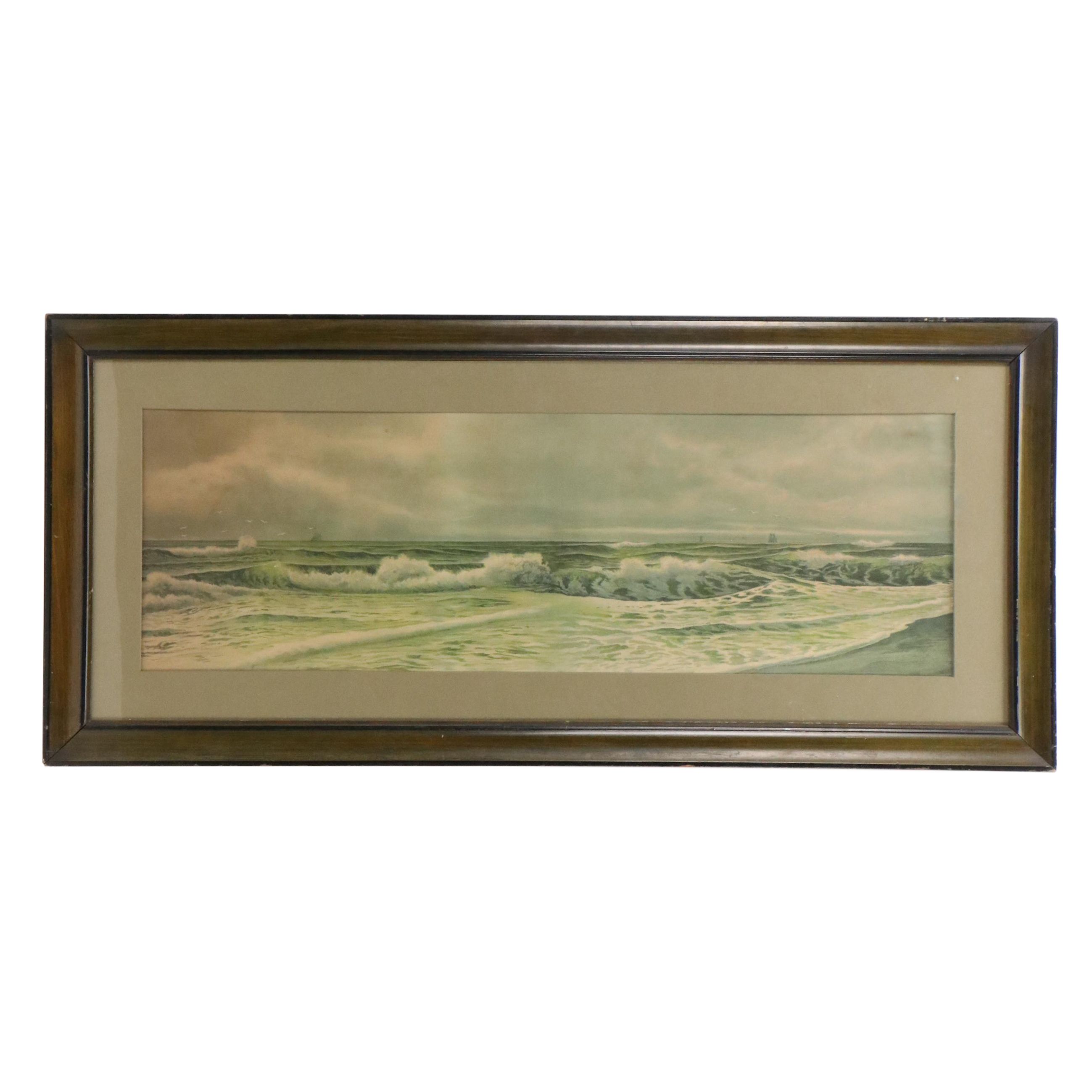 Color Lithograph of Dramatic Seascape, 20th Century
