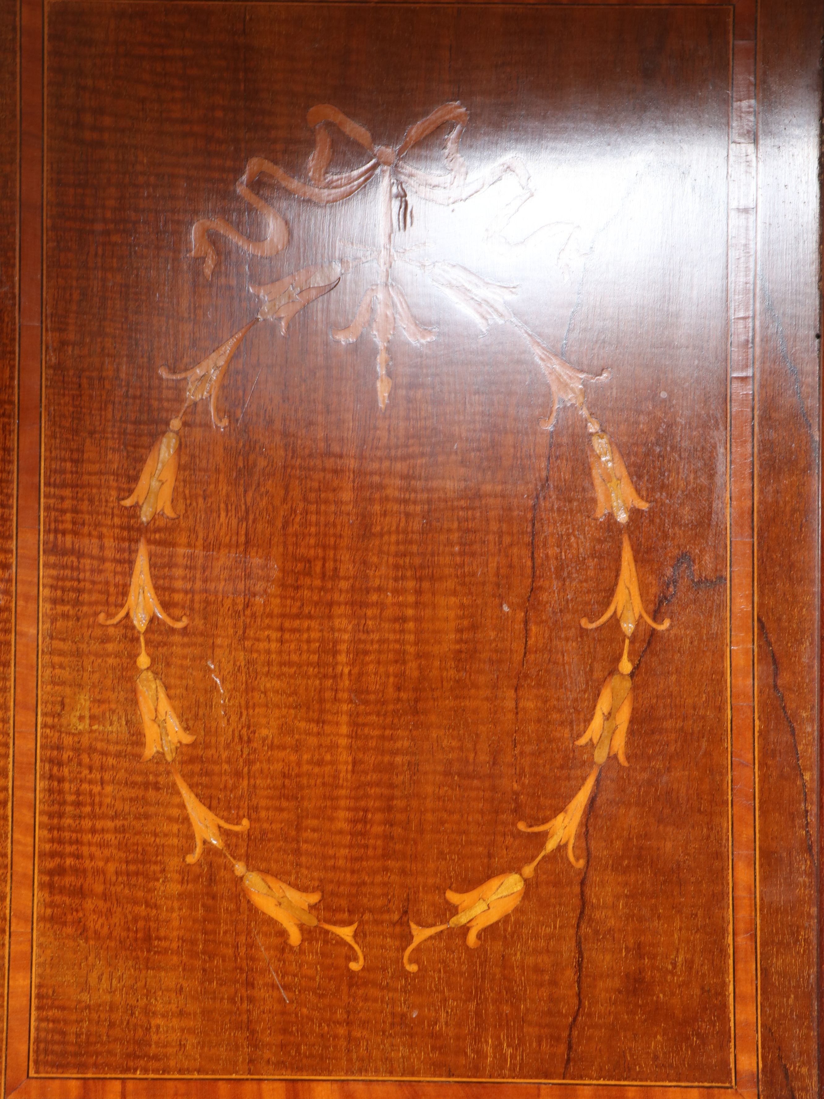 Edwardian Marquetry Inlaid Mahogany Wardrobe with Mirror, Early 20th Century