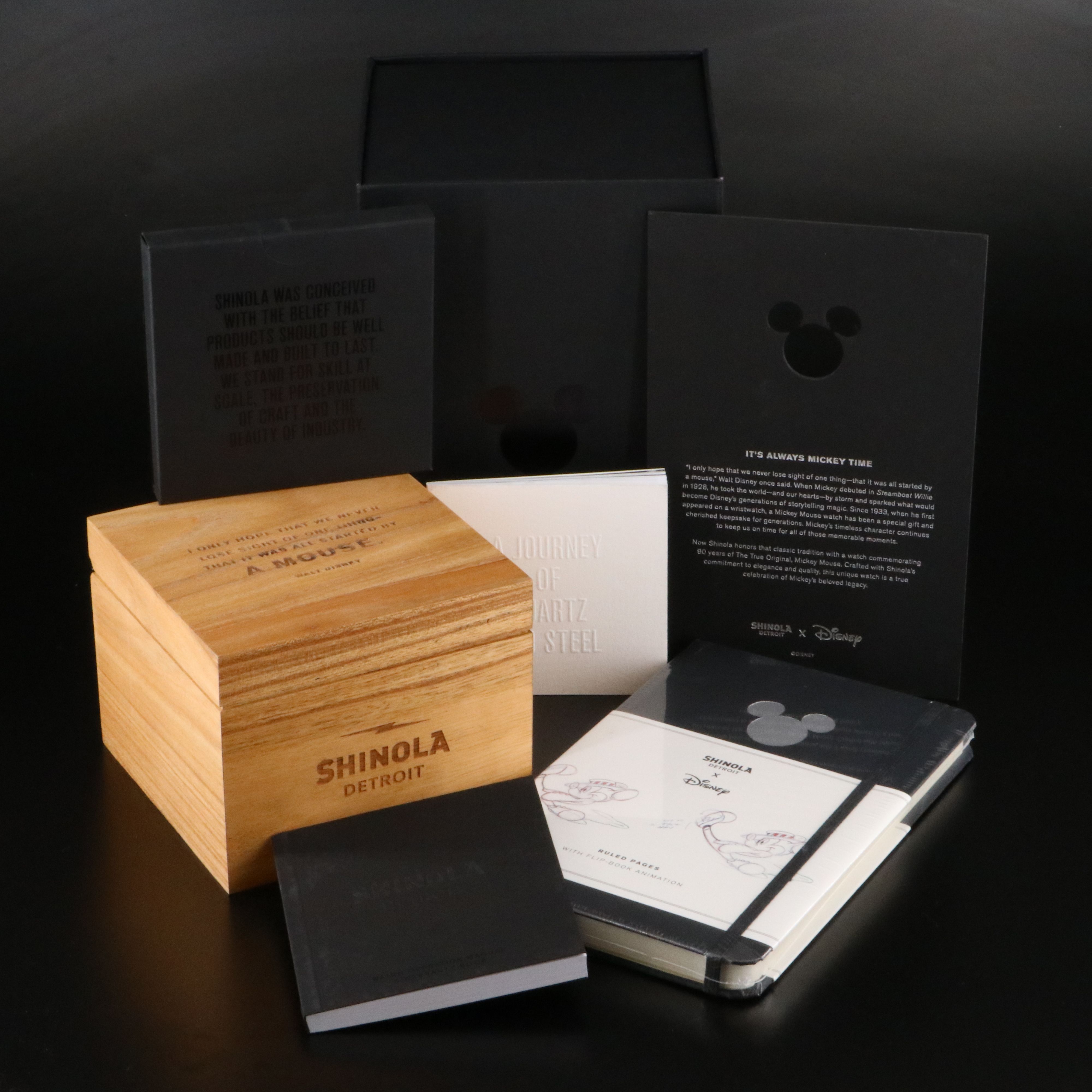 Shinola Mickey Mouse Tribute Watch & Disney 90 Years Celebration Package