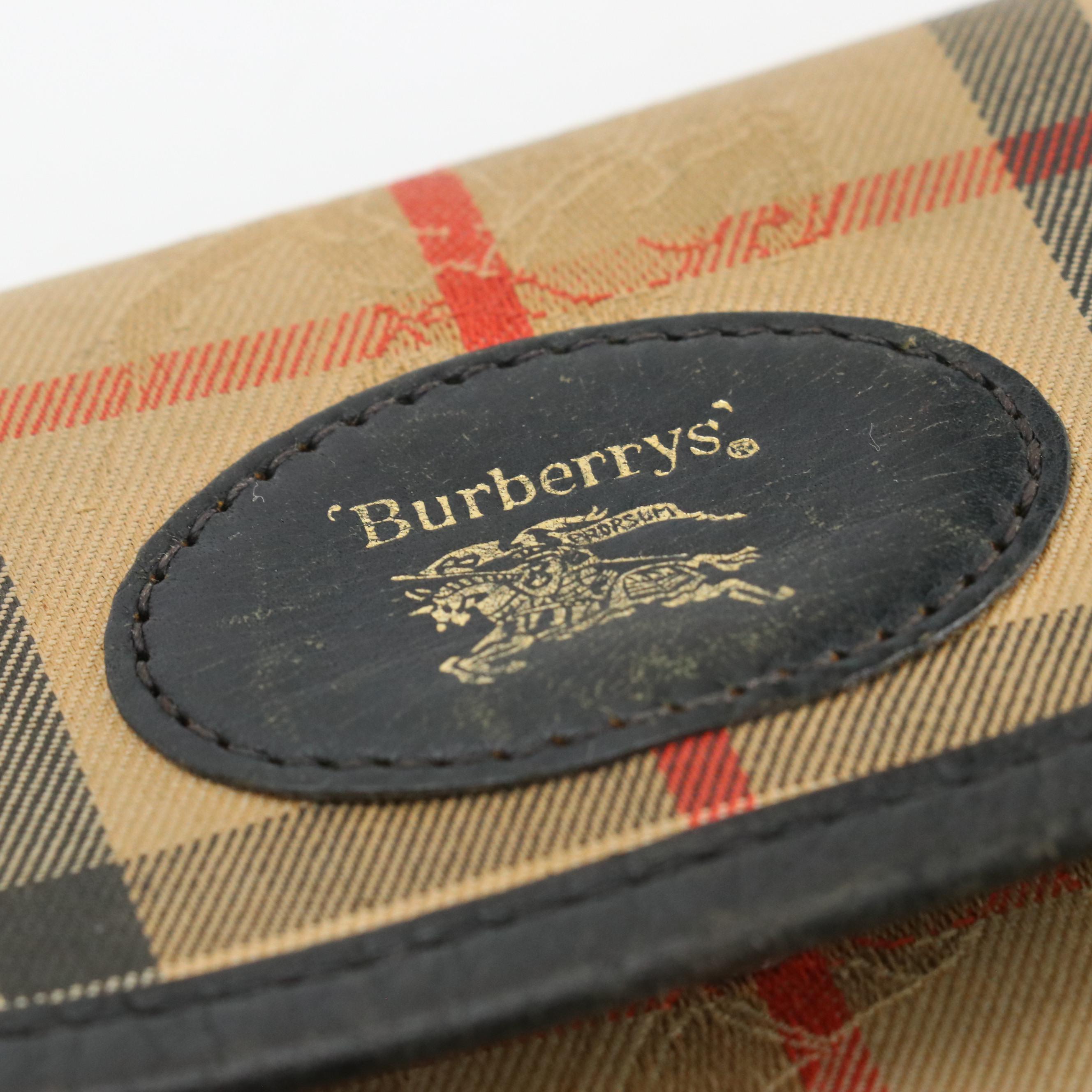 Burberrys Haymarket Check and Leather Zip Pouch and Snap Wallet