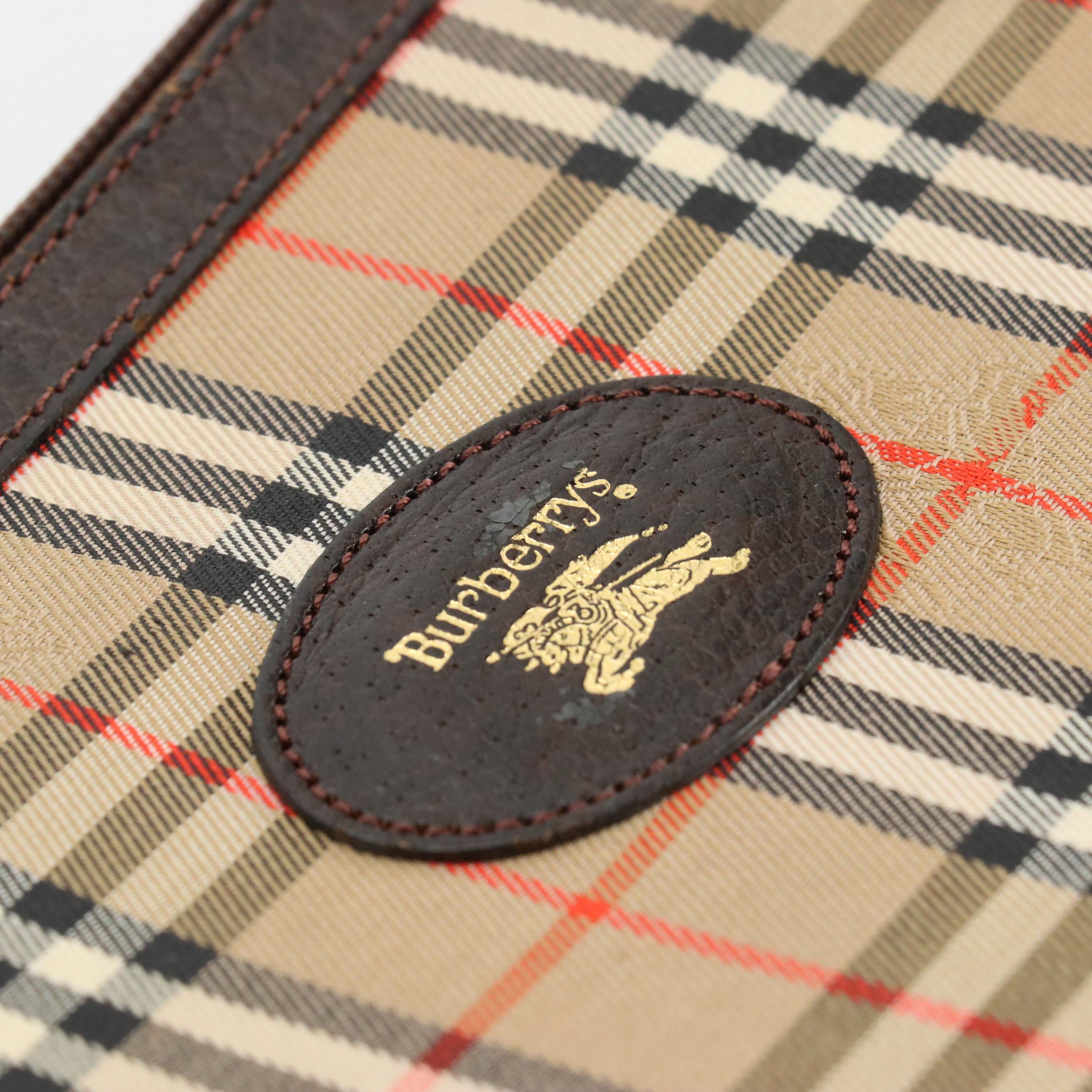 Burberrys Haymarket Check and Leather Zip Pouch and Snap Wallet