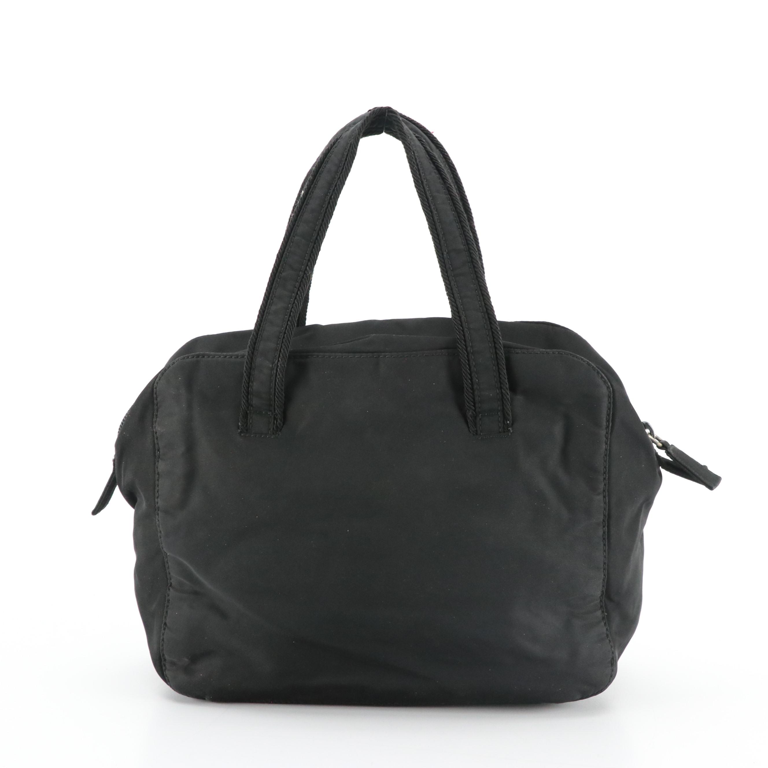 Prada Embroidered Logo Small Handbag in Nylon