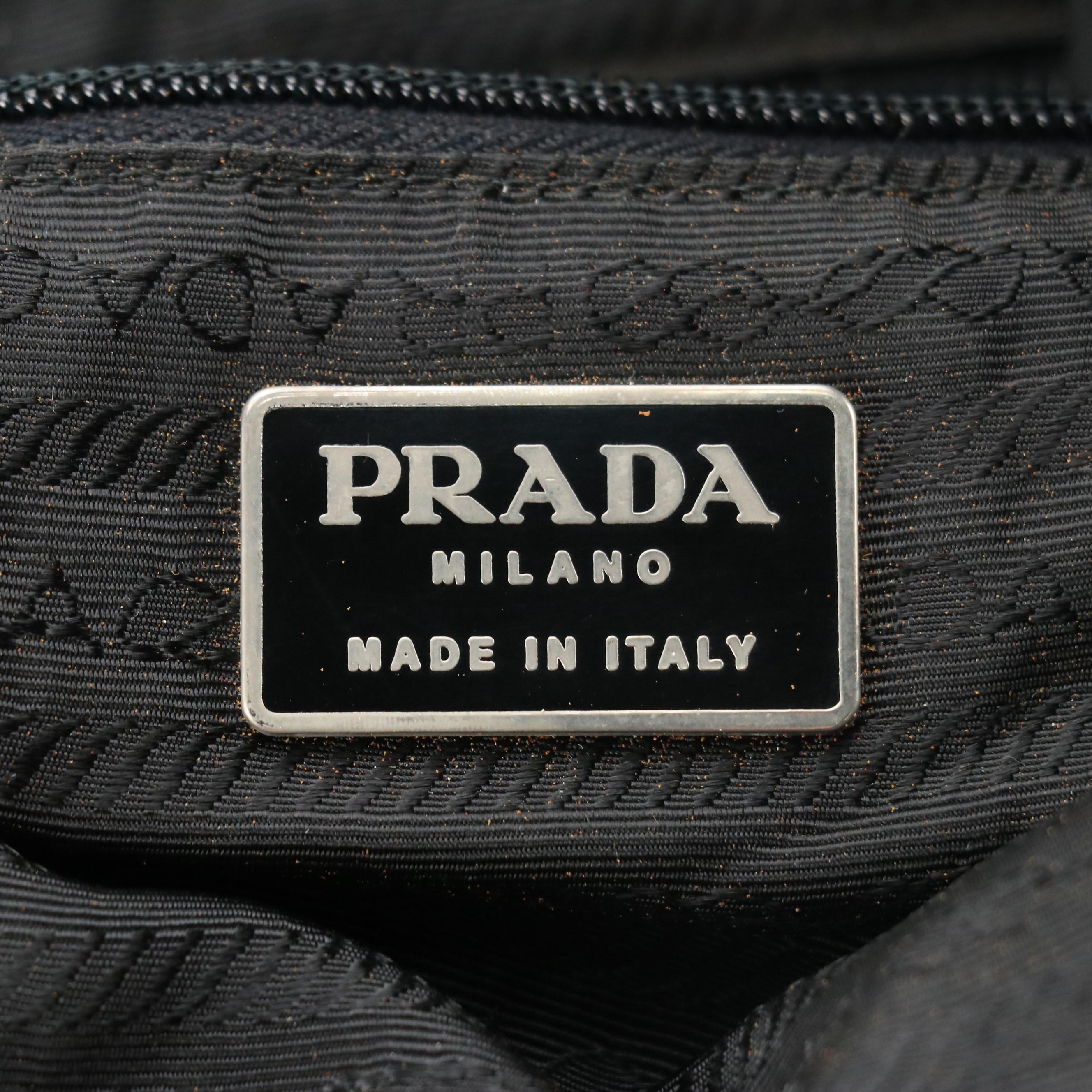 Prada Embroidered Logo Small Handbag in Nylon