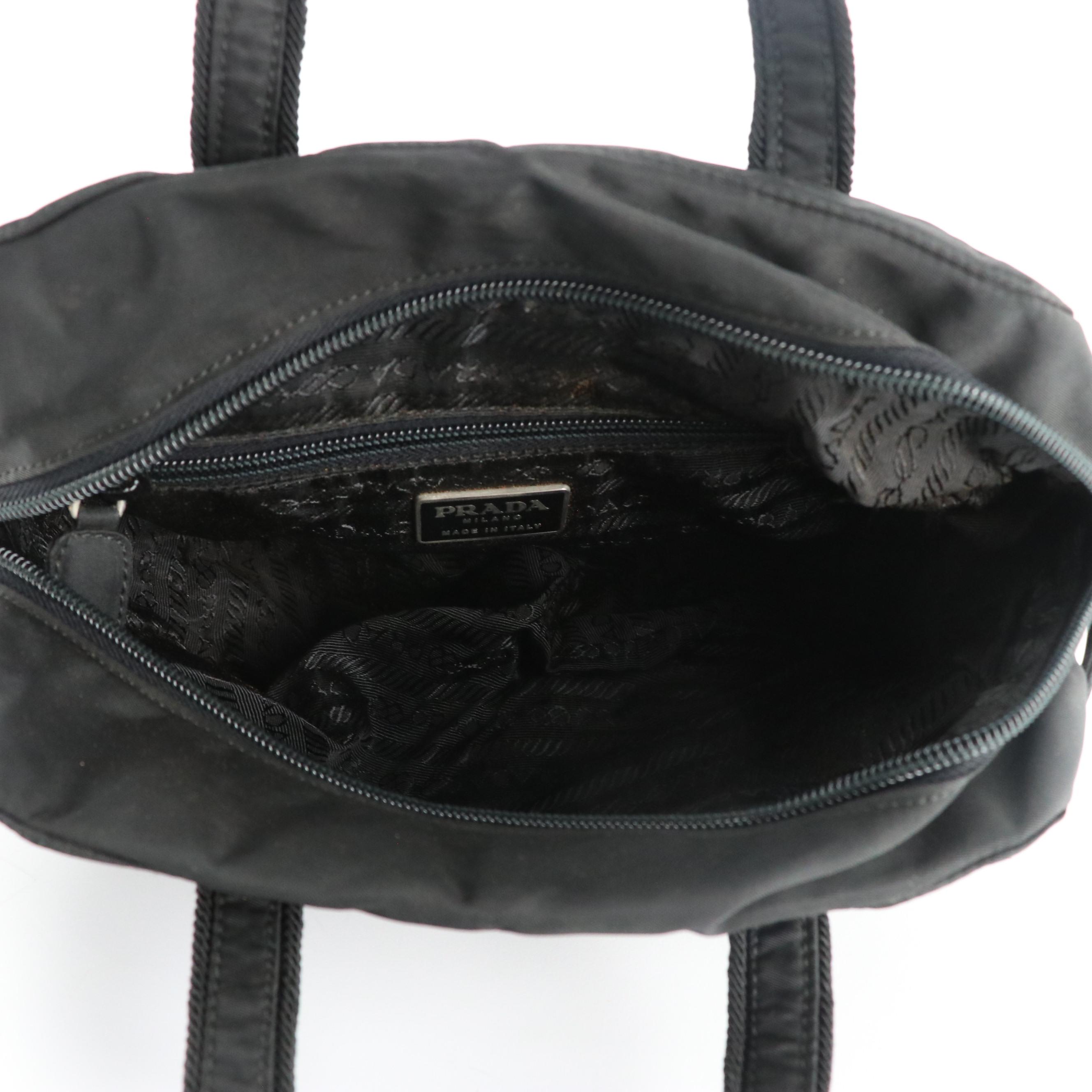 Prada Embroidered Logo Small Handbag in Nylon