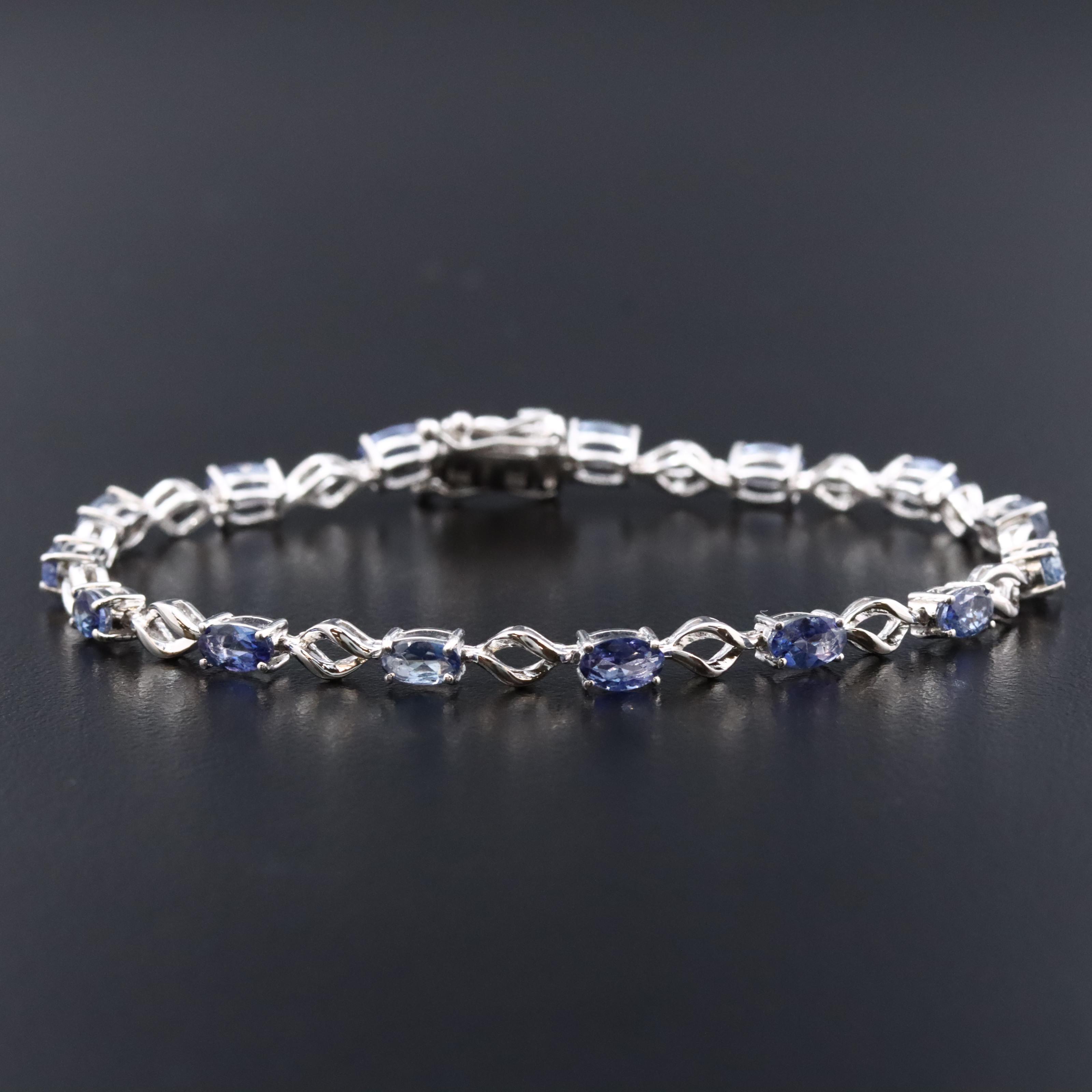 Oscar Friedman Sterling Tanzanite Line Bracelet