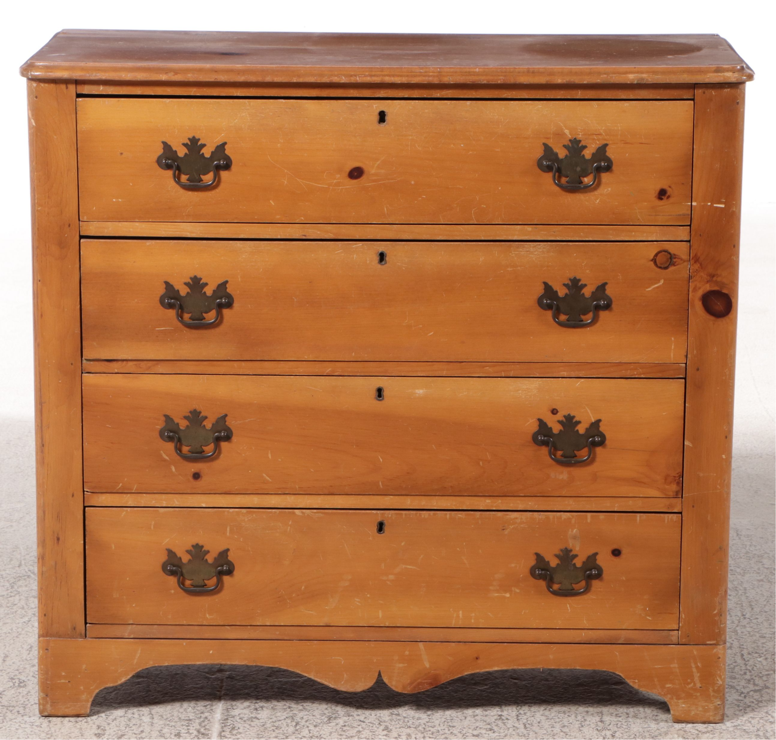 Early American Style Pine Four-Drawer Chest, Early 20th Century