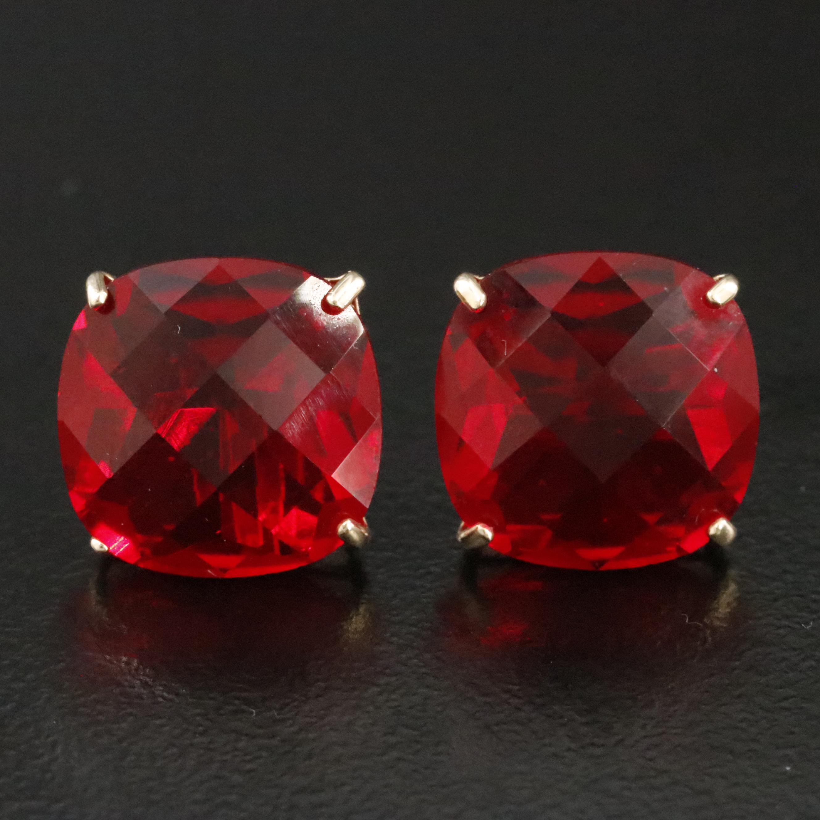 14K Glass Stud Earrings