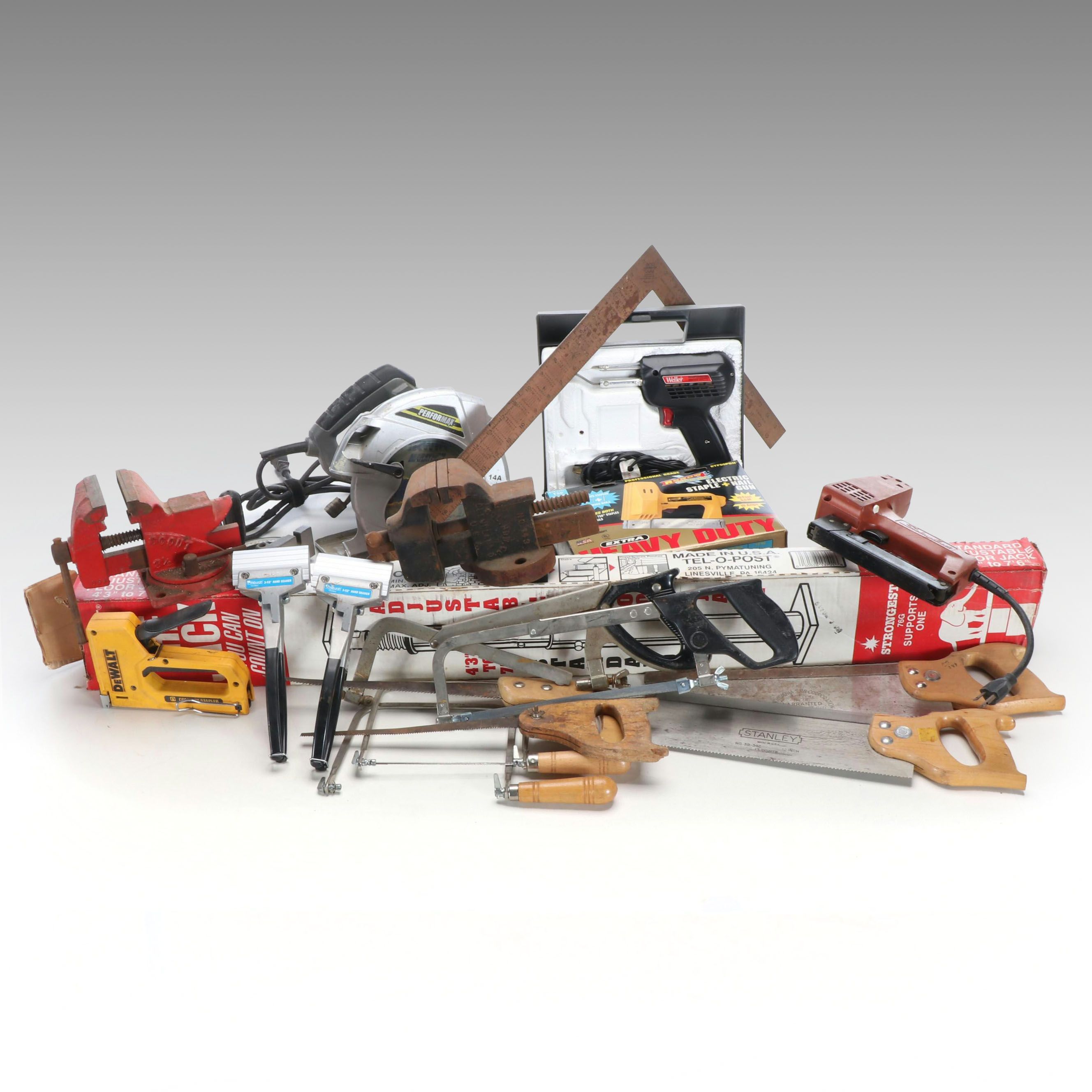 PerforMax Saw with Arrow Electric Staple Gun and Other Tools