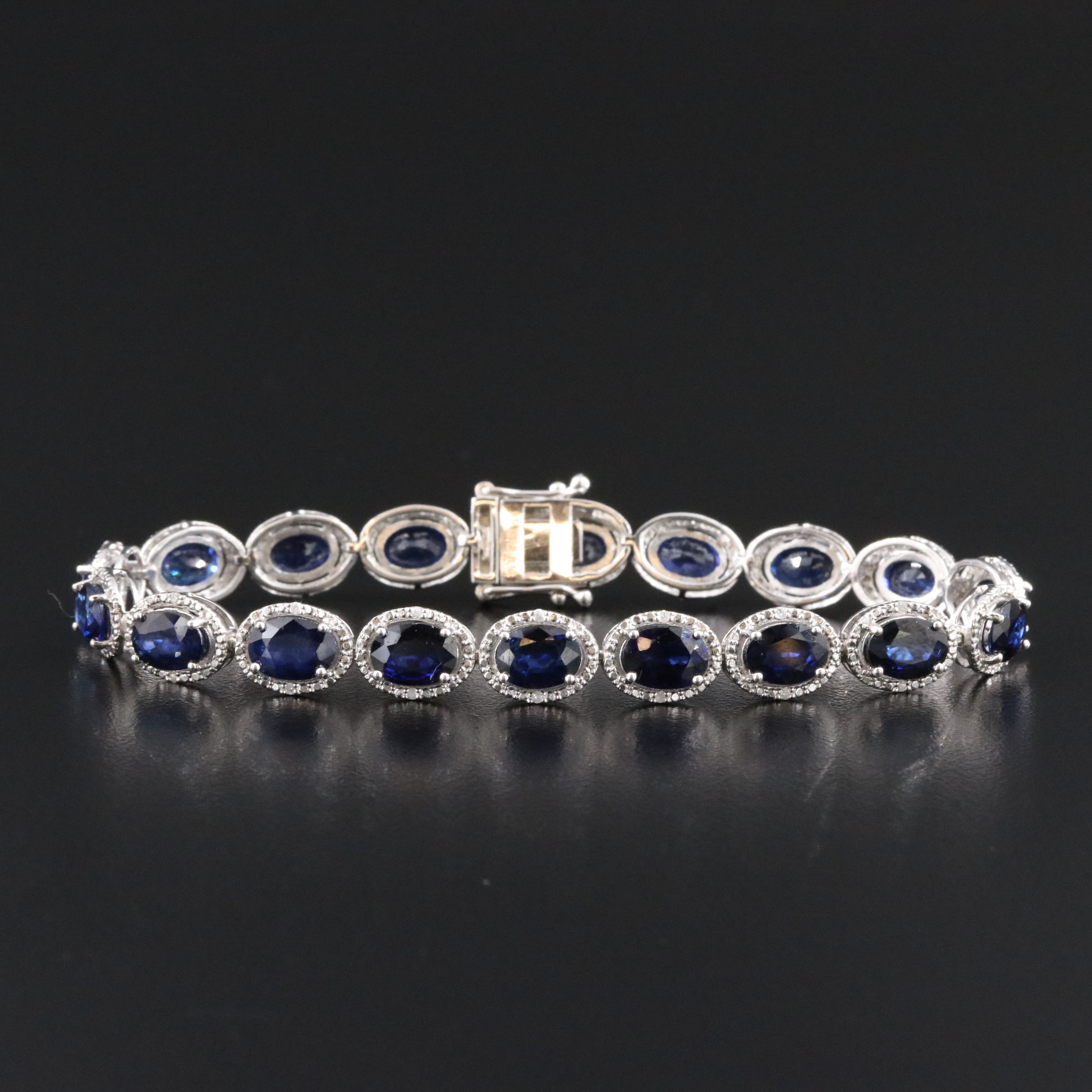Oscar Friedman Sterling Sapphire Halo Bracelet