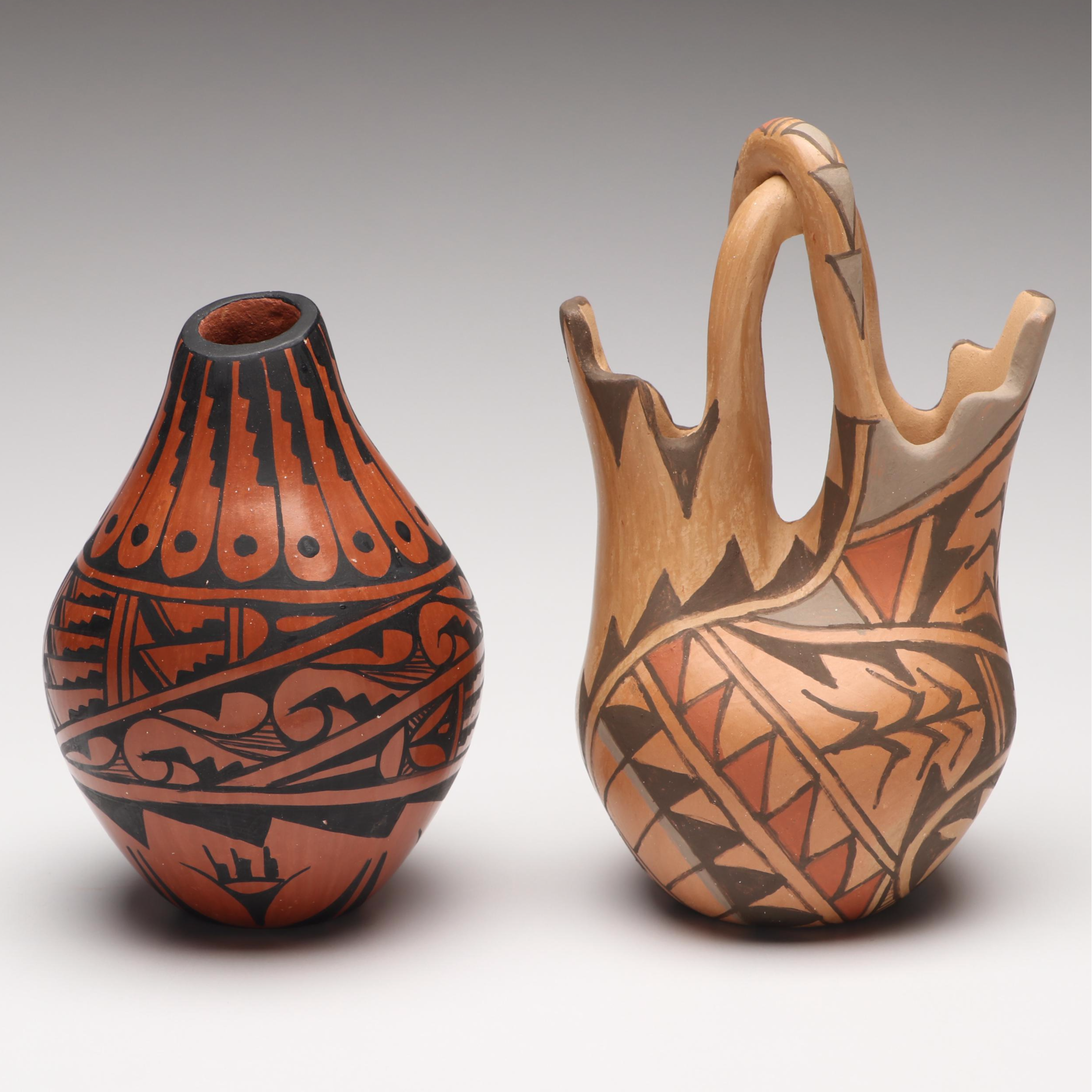 Juanita Fragua and Marie Chinana Jemez Pueblo Pottery Vases