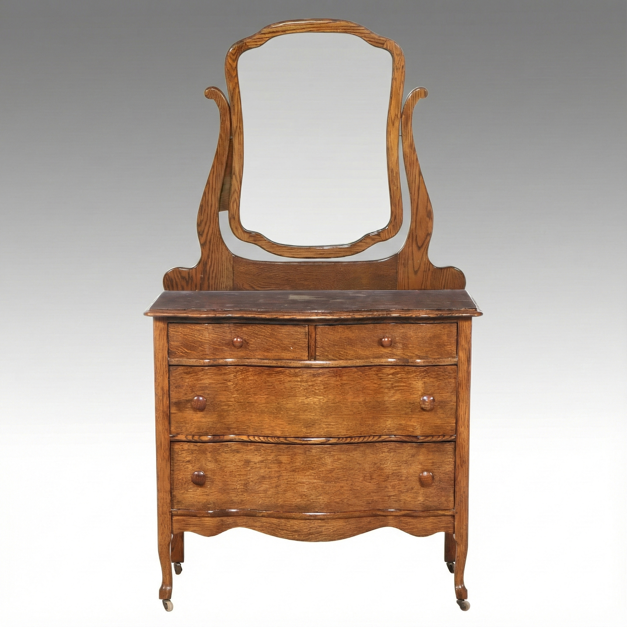 Late Victorian Serpentine Front Oak Dresser