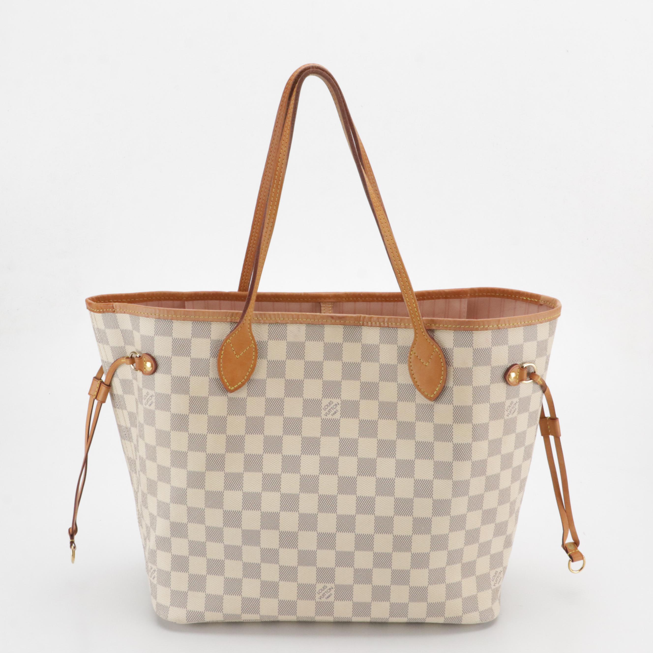 Louis Vuitton Neverfull MM in Damier Azur Canvas with Pouch and Gift Box