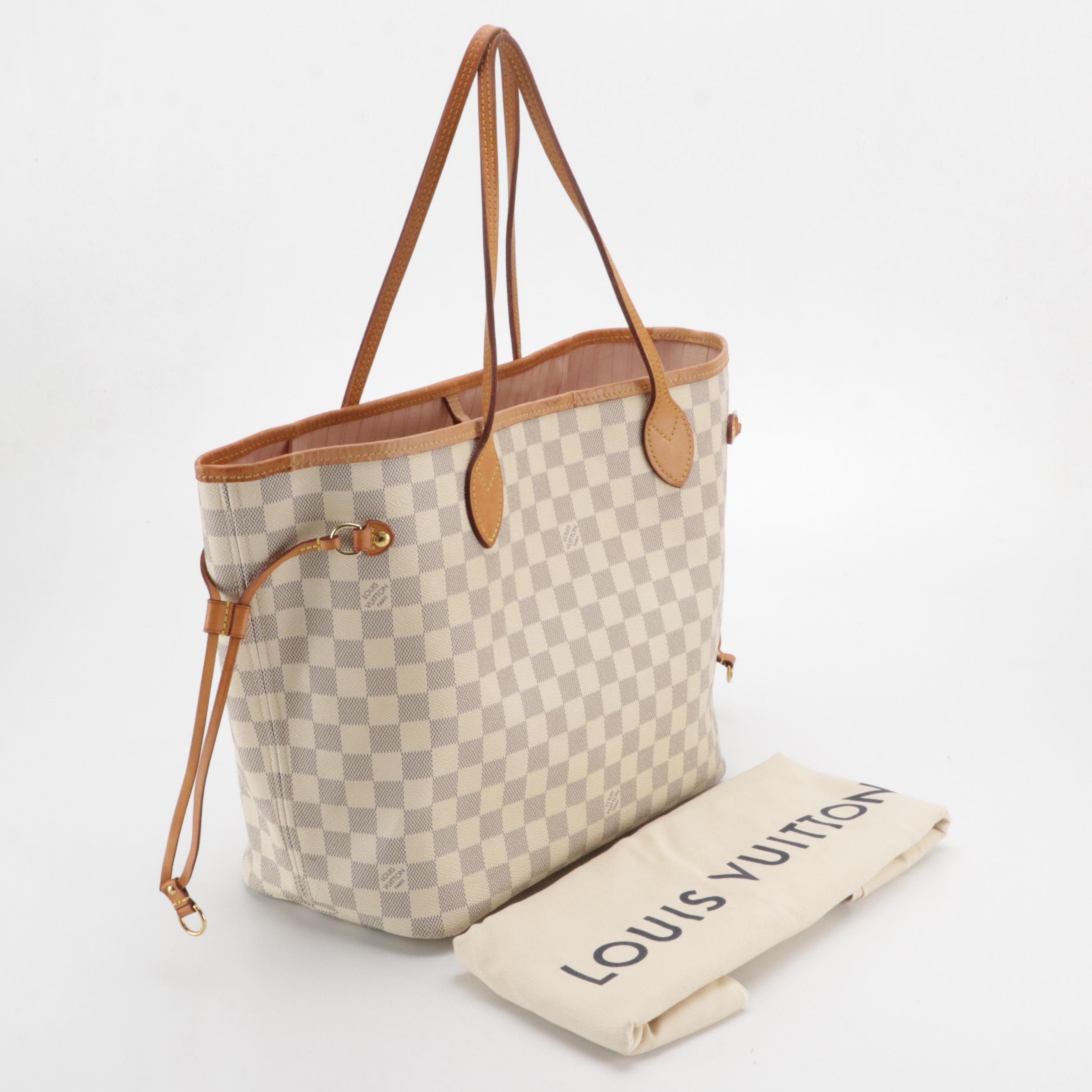 Louis Vuitton Neverfull MM in Damier Azur Canvas with Pouch and Gift Box