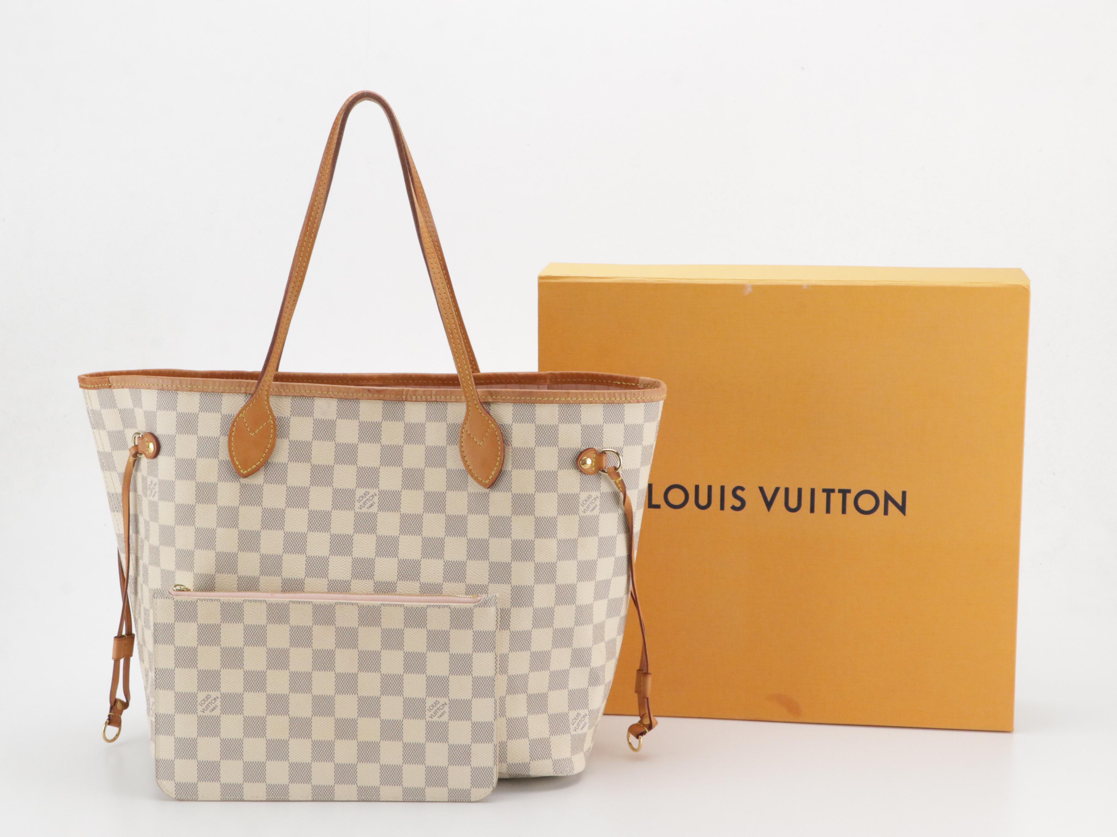Louis Vuitton Neverfull MM in Damier Azur Canvas with Pouch and Gift Box