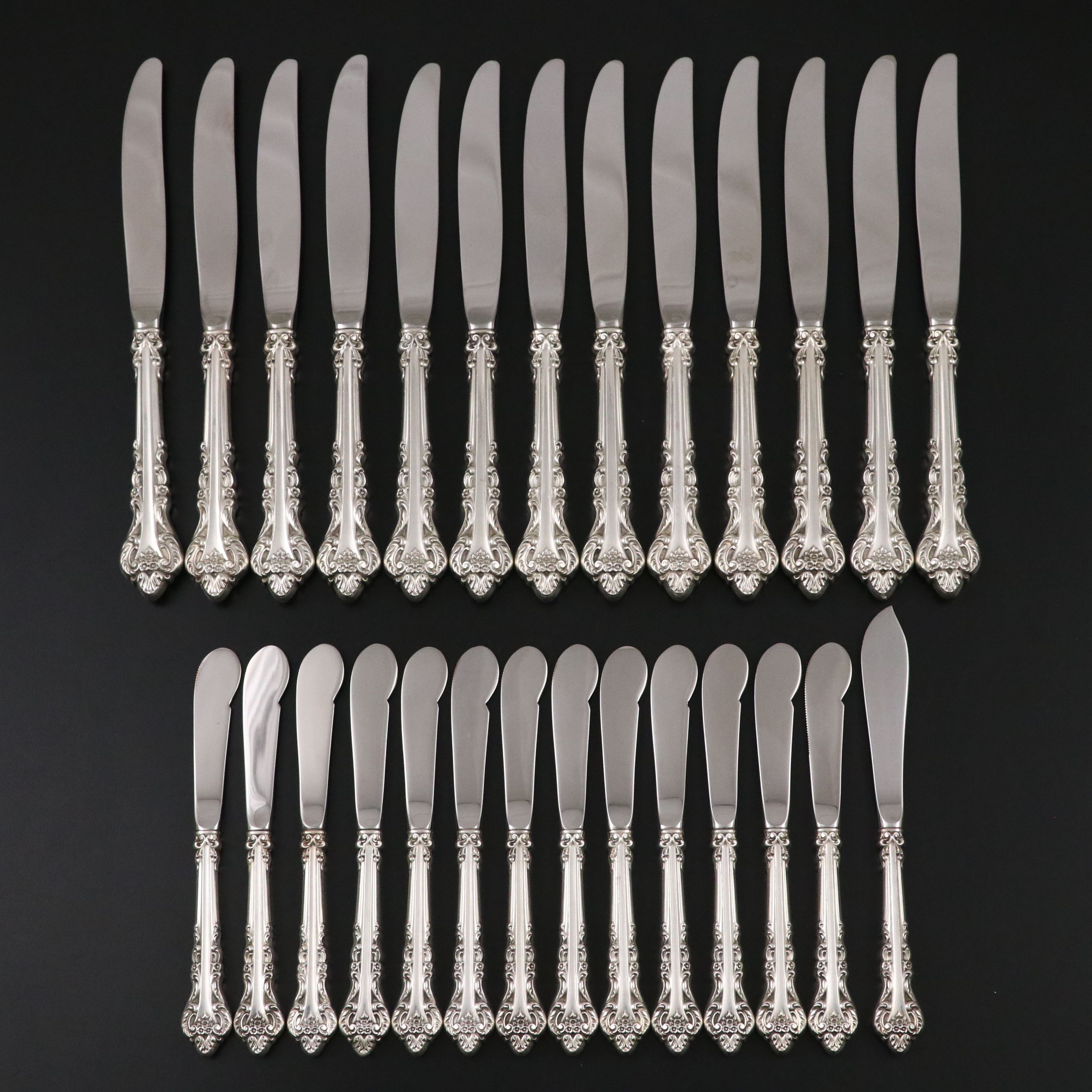 International "Masterpiece" Sterling Silver Handled Dinner and Butter Knives