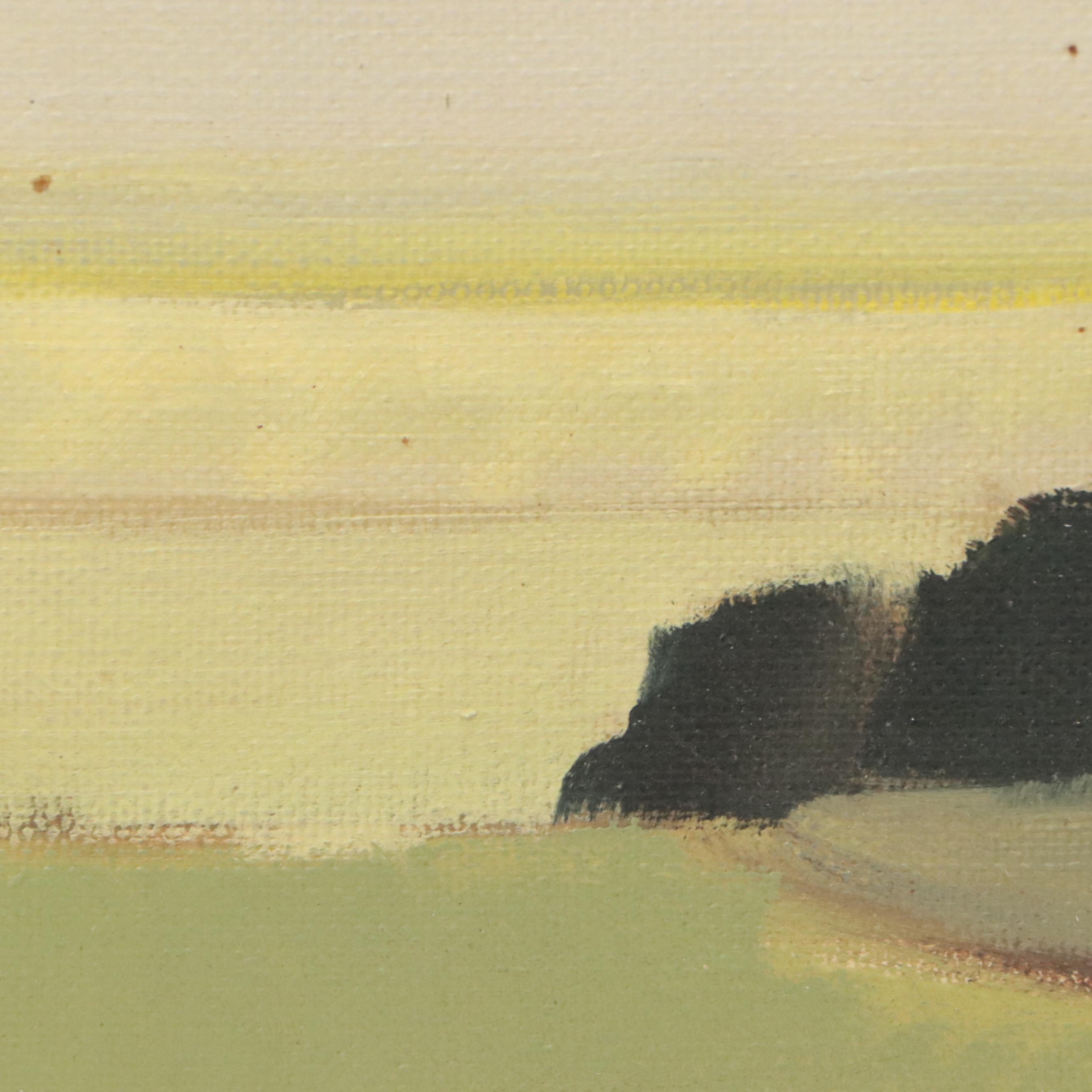 Tage Rudolf Ahlm Oil Painting of Modern Landscape; 1962