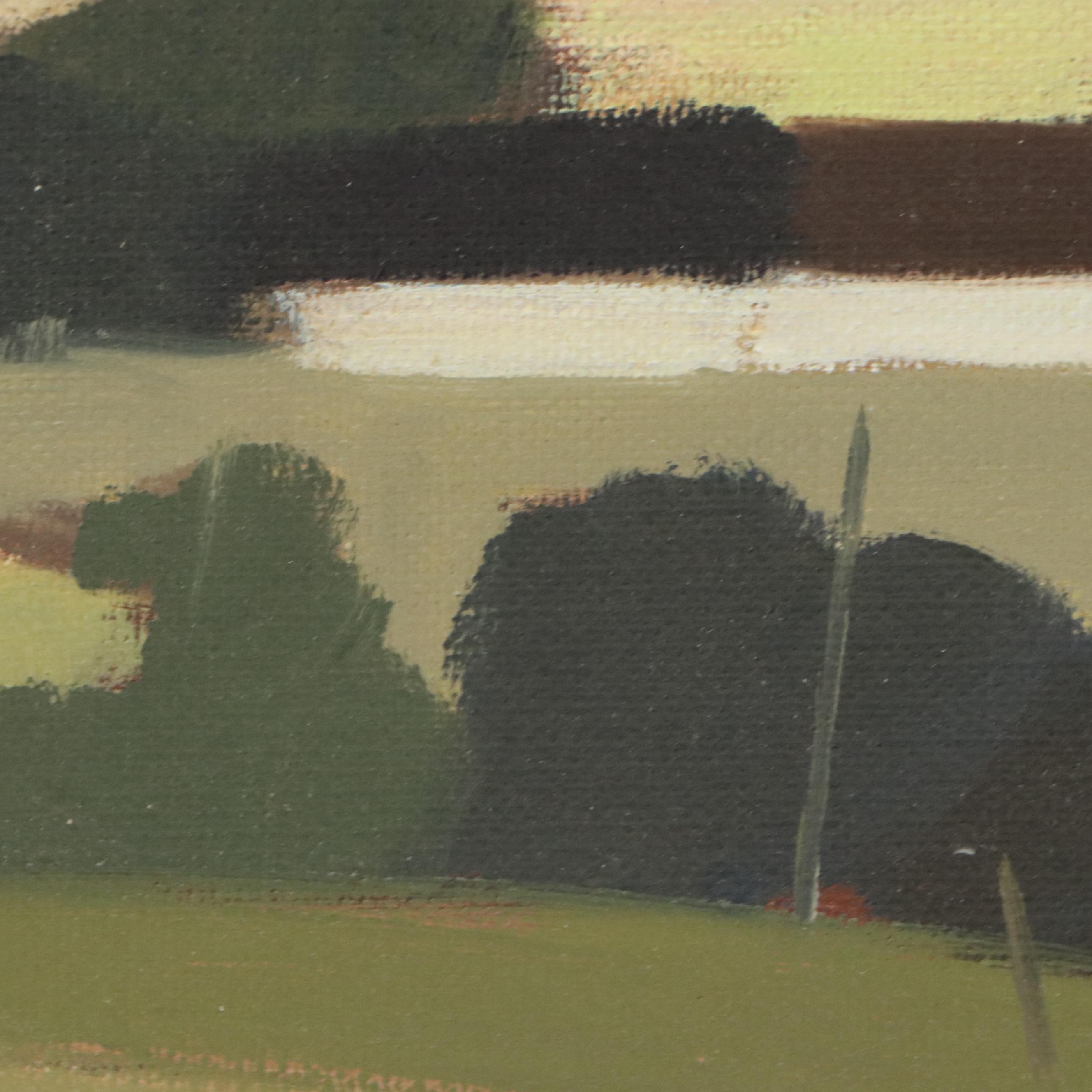 Tage Rudolf Ahlm Oil Painting of Modern Landscape; 1962