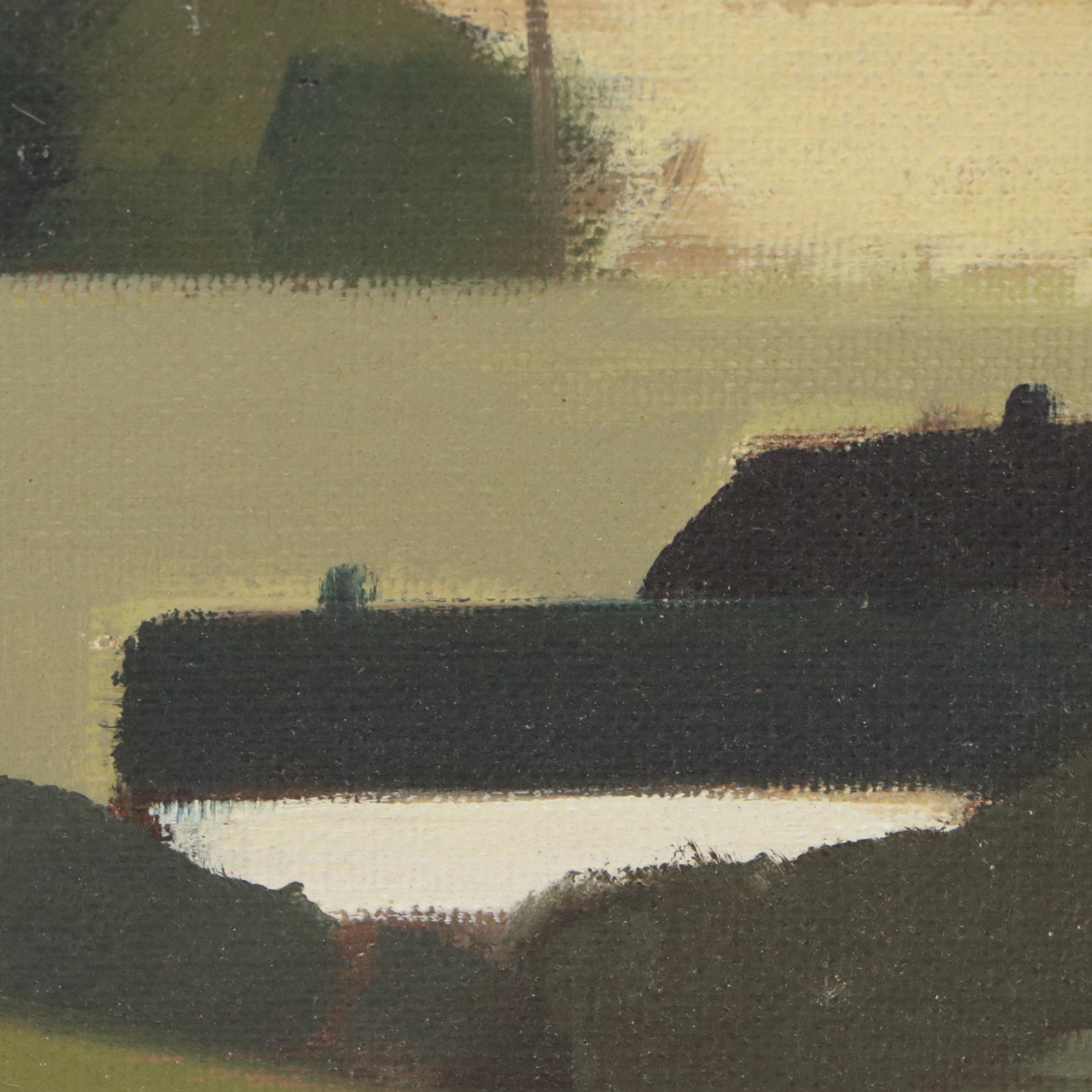 Tage Rudolf Ahlm Oil Painting of Modern Landscape; 1962