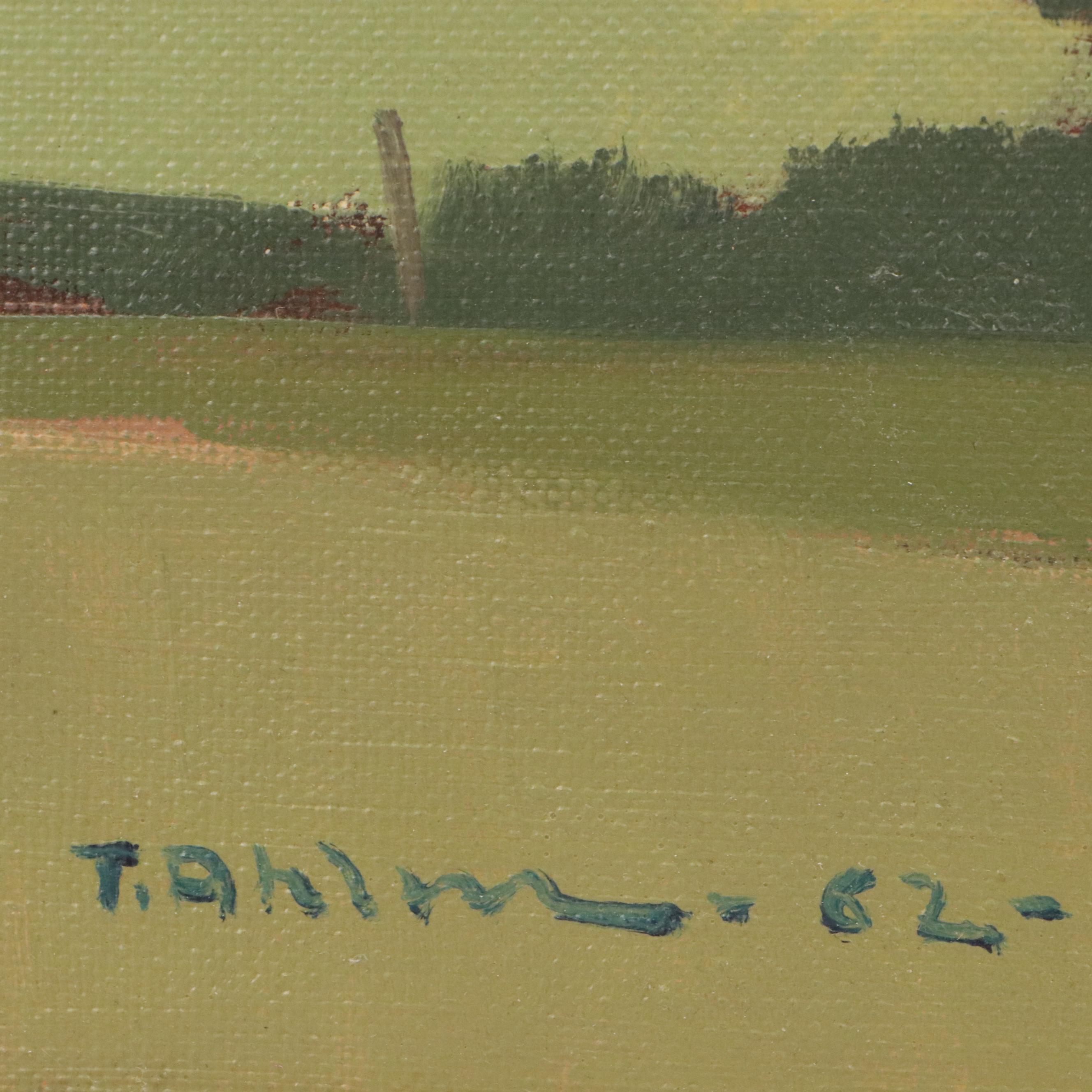 Tage Rudolf Ahlm Oil Painting of Modern Landscape; 1962