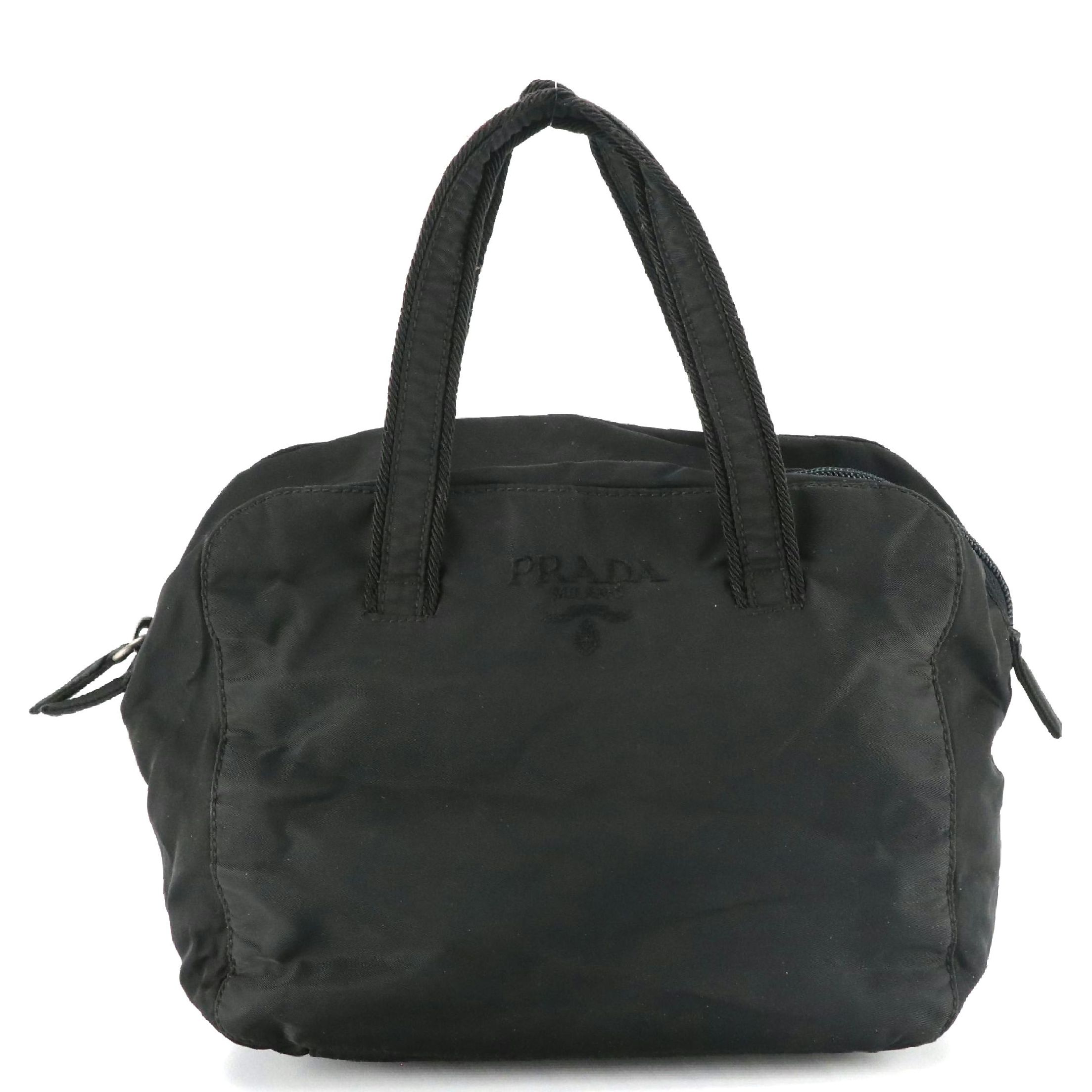 Prada Embroidered Logo Small Handbag in Nylon