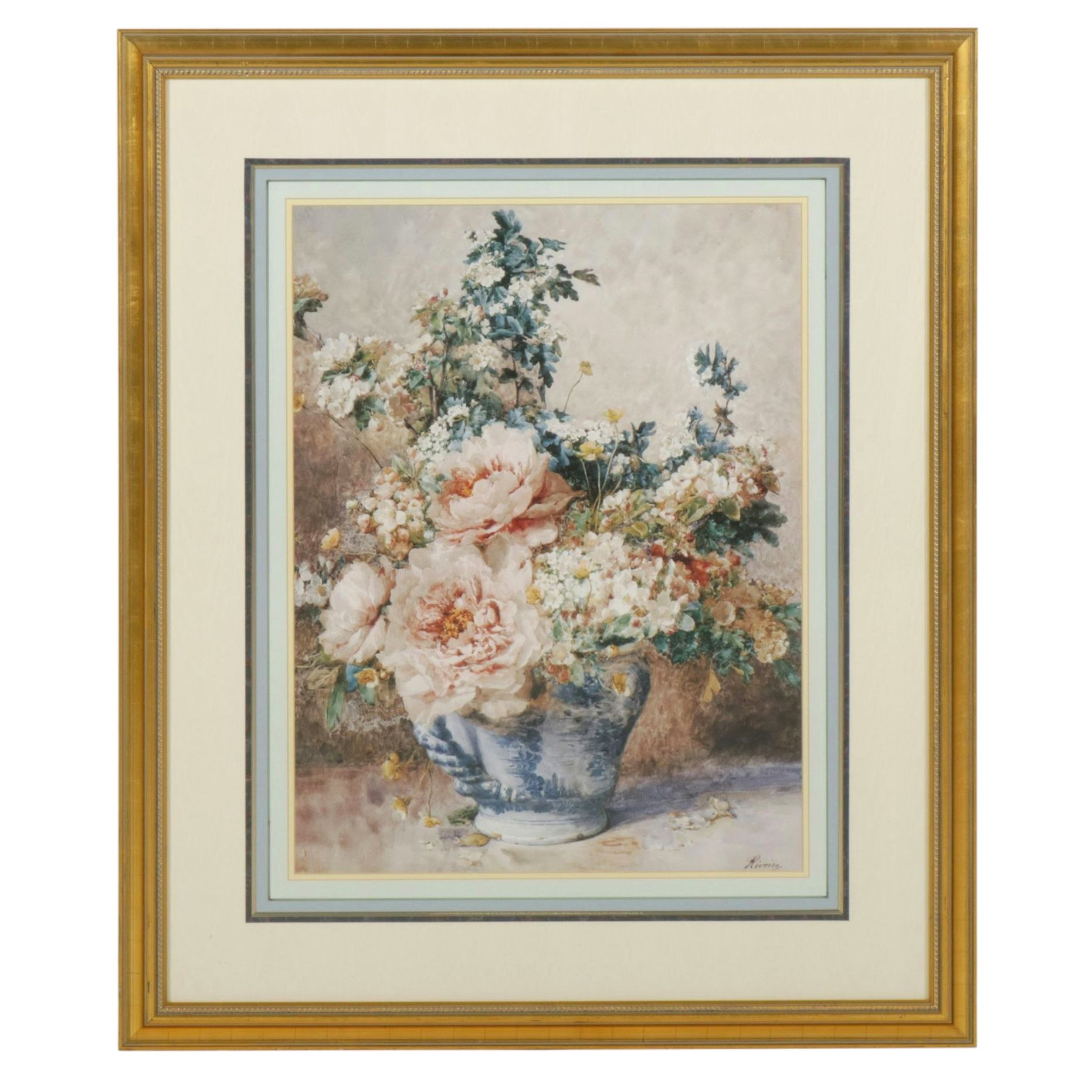 Offset Lithograph After Francois Revorie "Still Life of Anemones and Roses.."